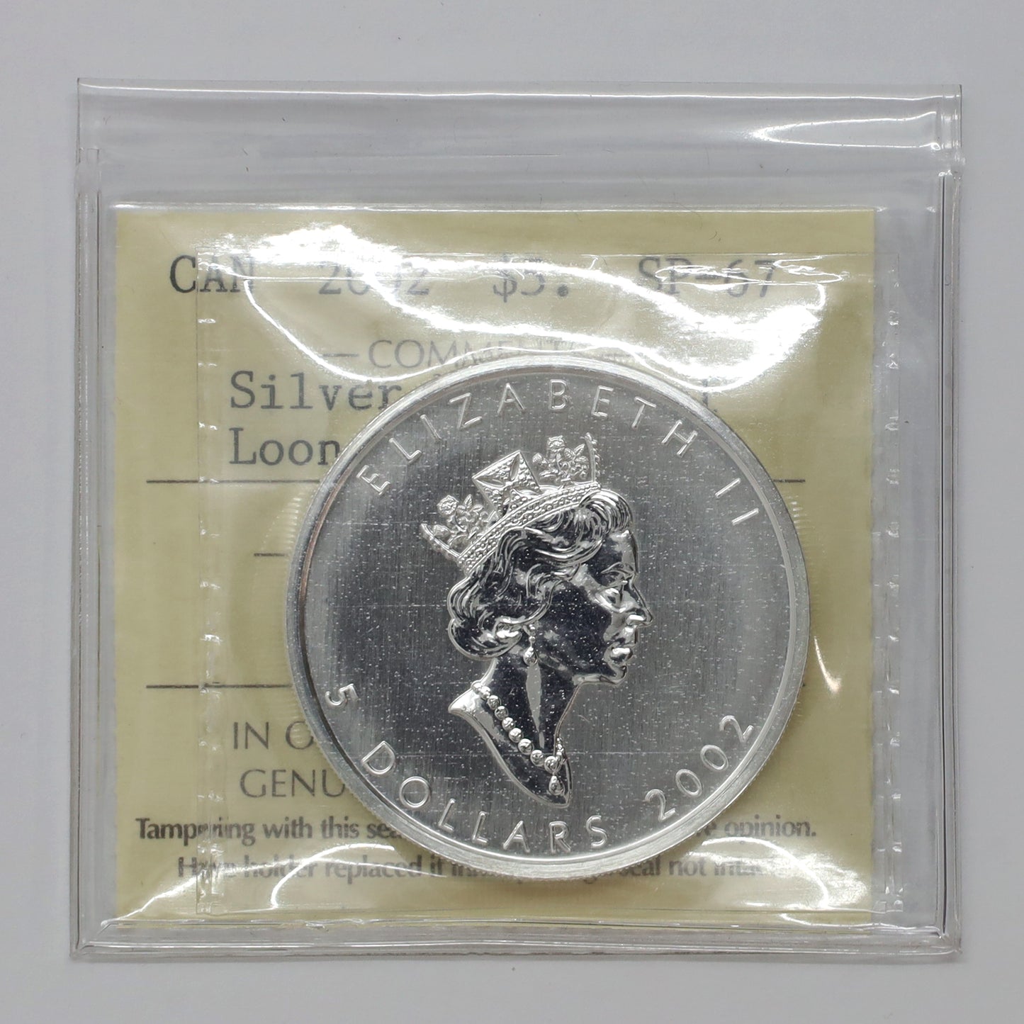 2002 Canada $5 Loon Hologram 1 oz Fine Silver Coin ICCS Certified SP67 (No Tax)