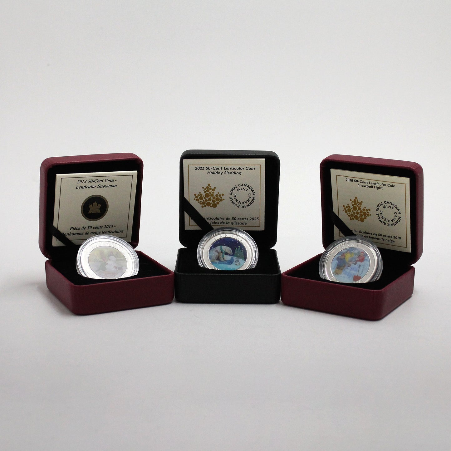 Lot of 3x 2013-2023 Canada 50-cent Holiday Lenticular Coins, 3pcs (issues)