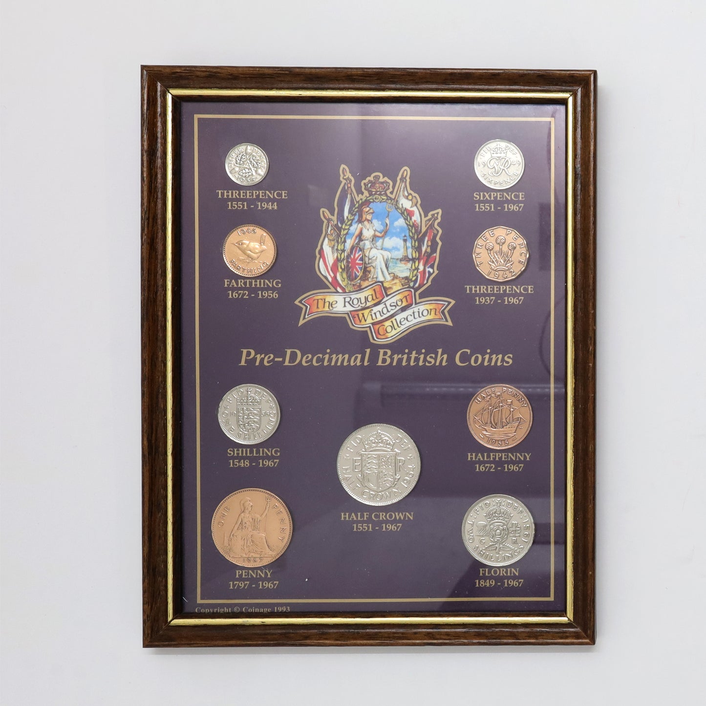 United Kingdom Royal Windsor Collection Pre-Decimal British 9-Coin Set in Frame
