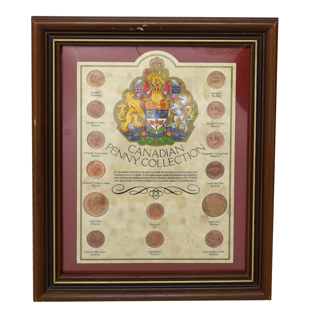 Canadian Penny Collection Framed 14-Coin Set (light wear)