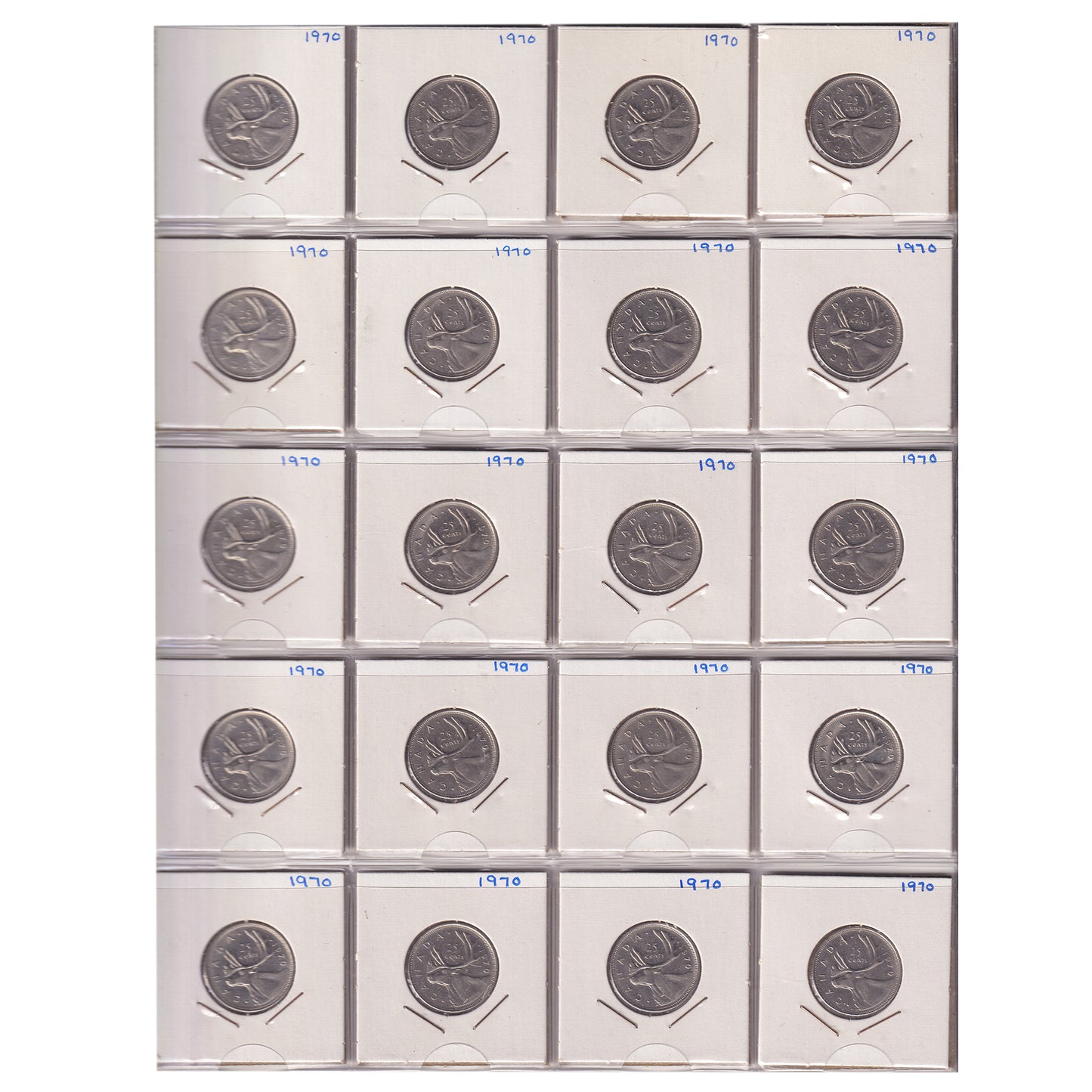 Estate Lot of 286x 1970-2017 Canada 25-cents in Black Binder
