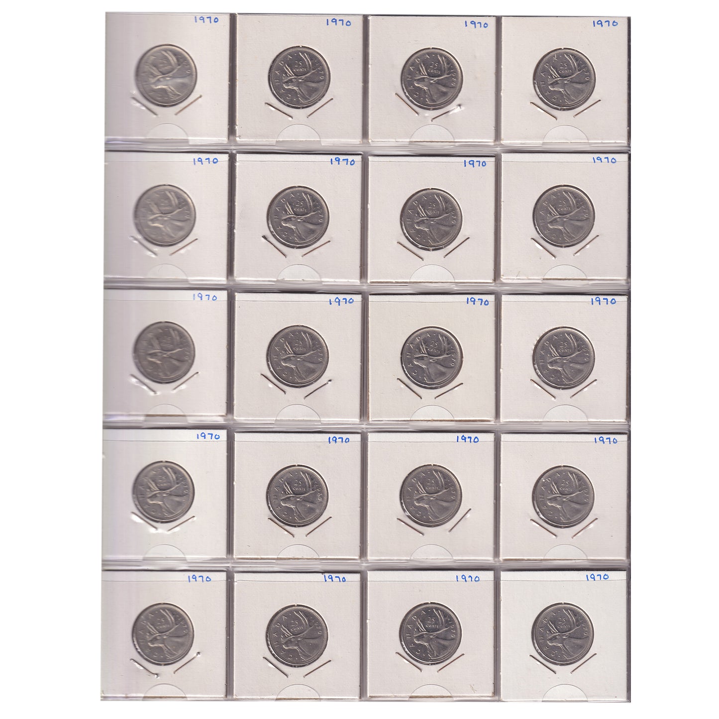 Estate Lot of 286x 1970-2017 Canada 25-cents in Black Binder