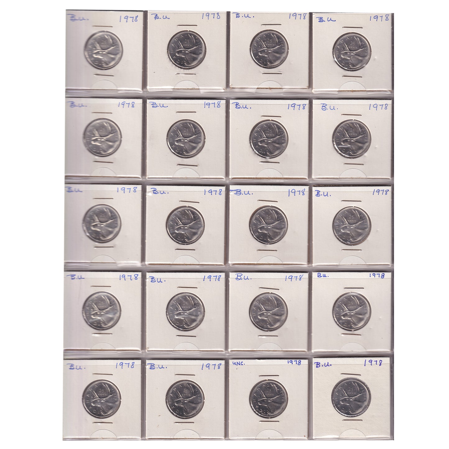 Estate Lot of 286x 1970-2017 Canada 25-cents in Black Binder
