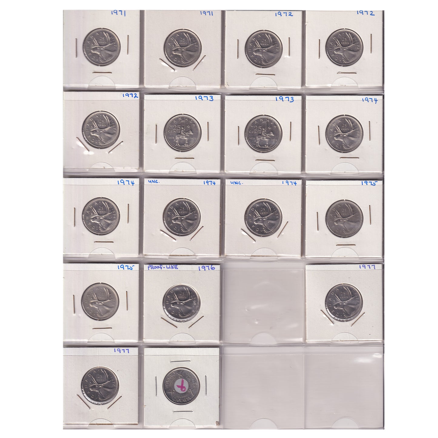 Estate Lot of 286x 1970-2017 Canada 25-cents in Black Binder
