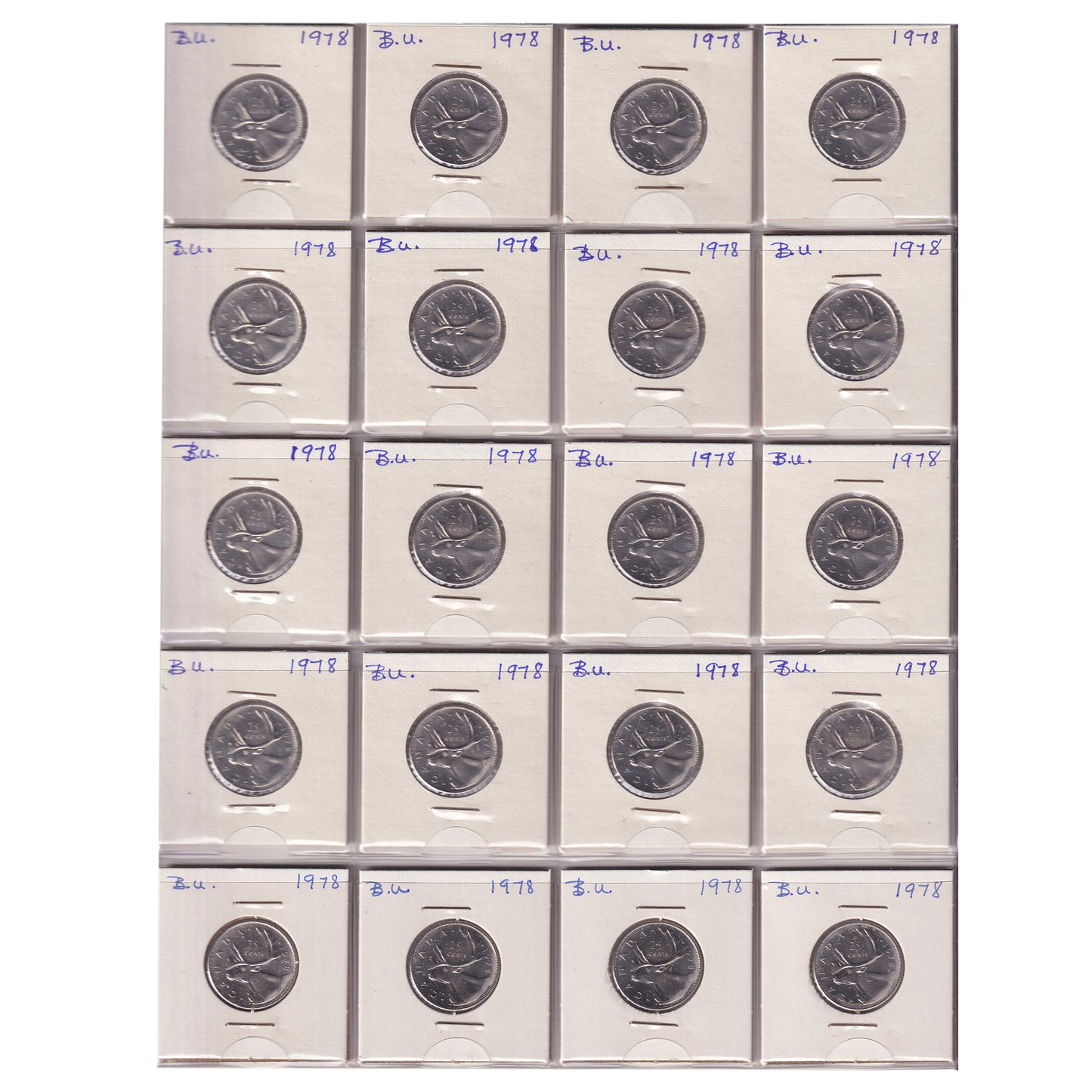 Estate Lot of 286x 1970-2017 Canada 25-cents in Black Binder