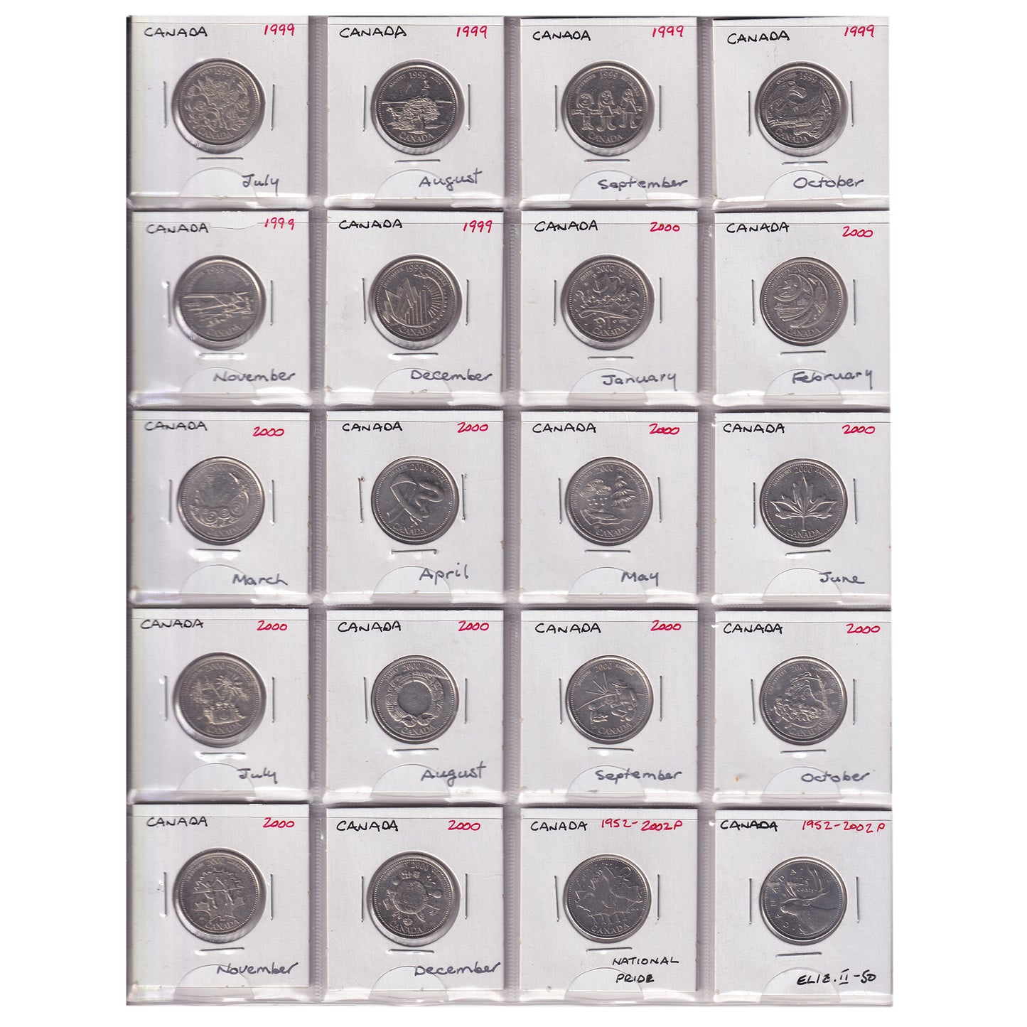 Estate Lot of 286x 1970-2017 Canada 25-cents in Black Binder