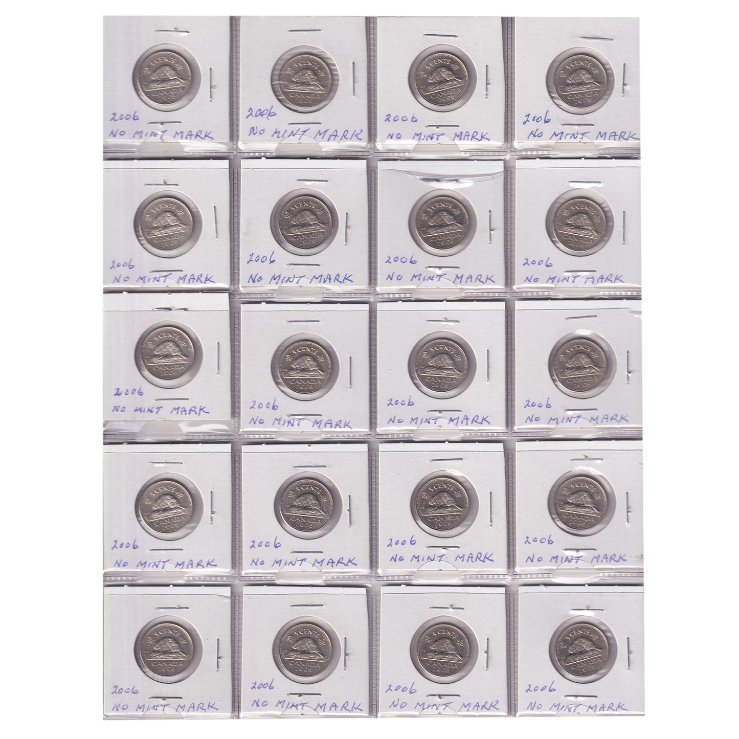 Estate Lot of 319x 1970-2006 Canada 5-cents in White Binder