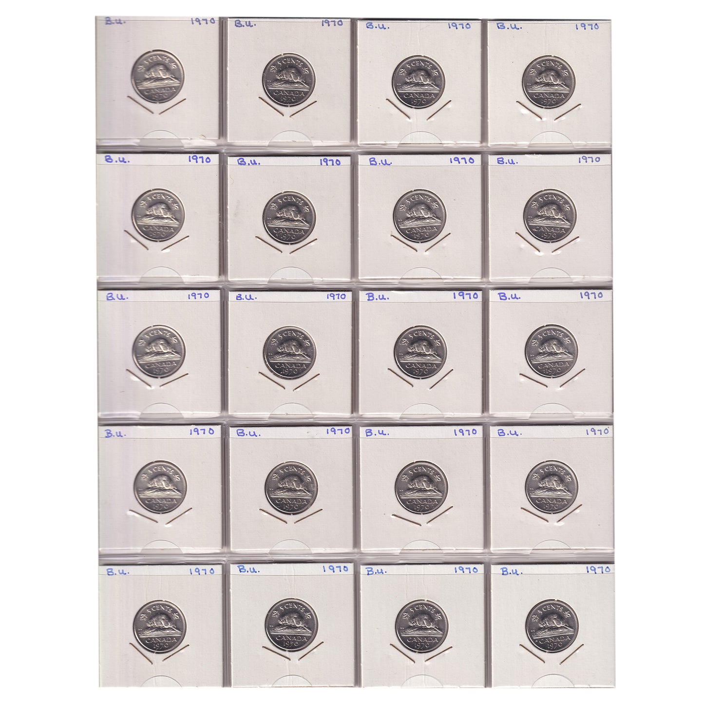 Estate Lot of 319x 1970-2006 Canada 5-cents in White Binder