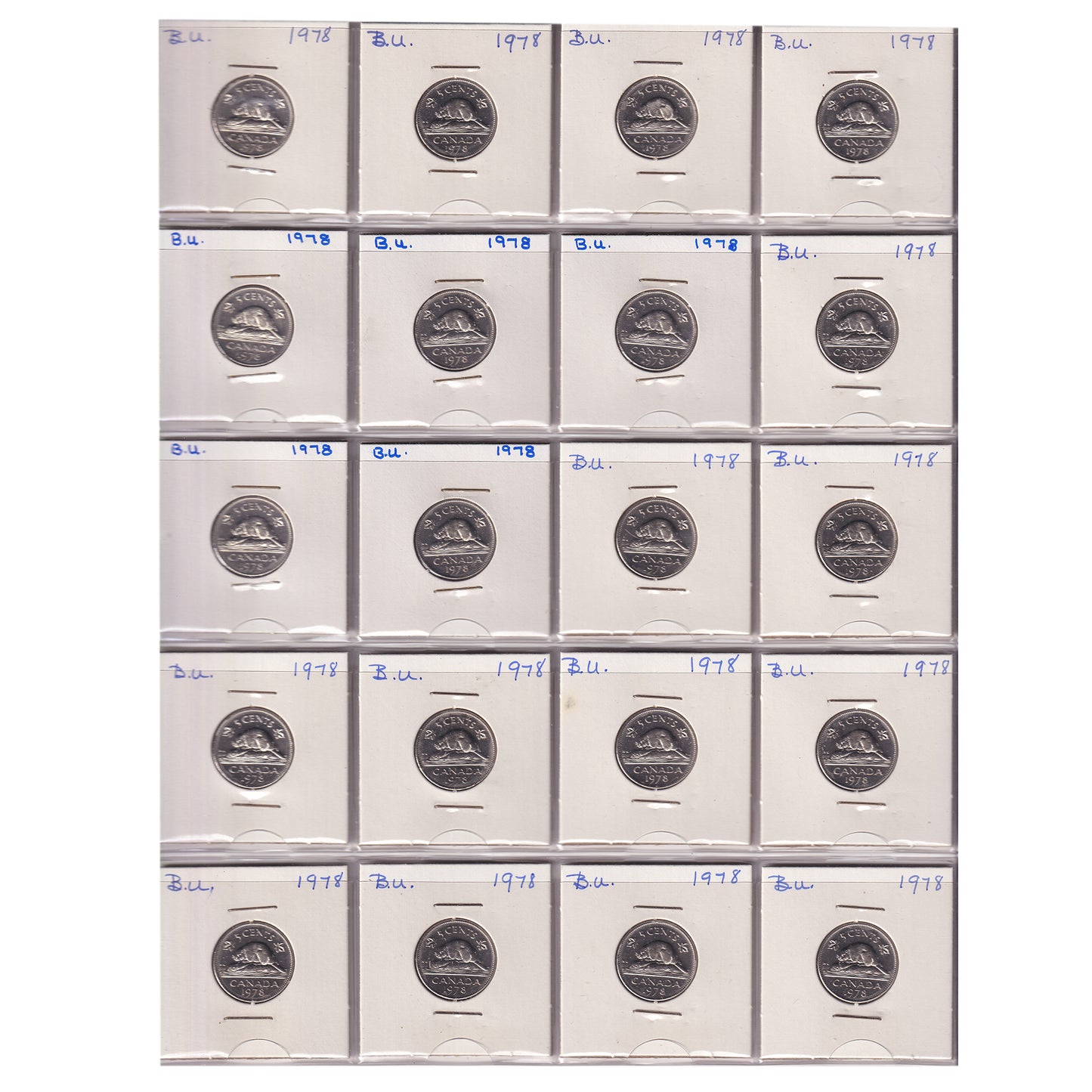 Estate Lot of 319x 1970-2006 Canada 5-cents in White Binder