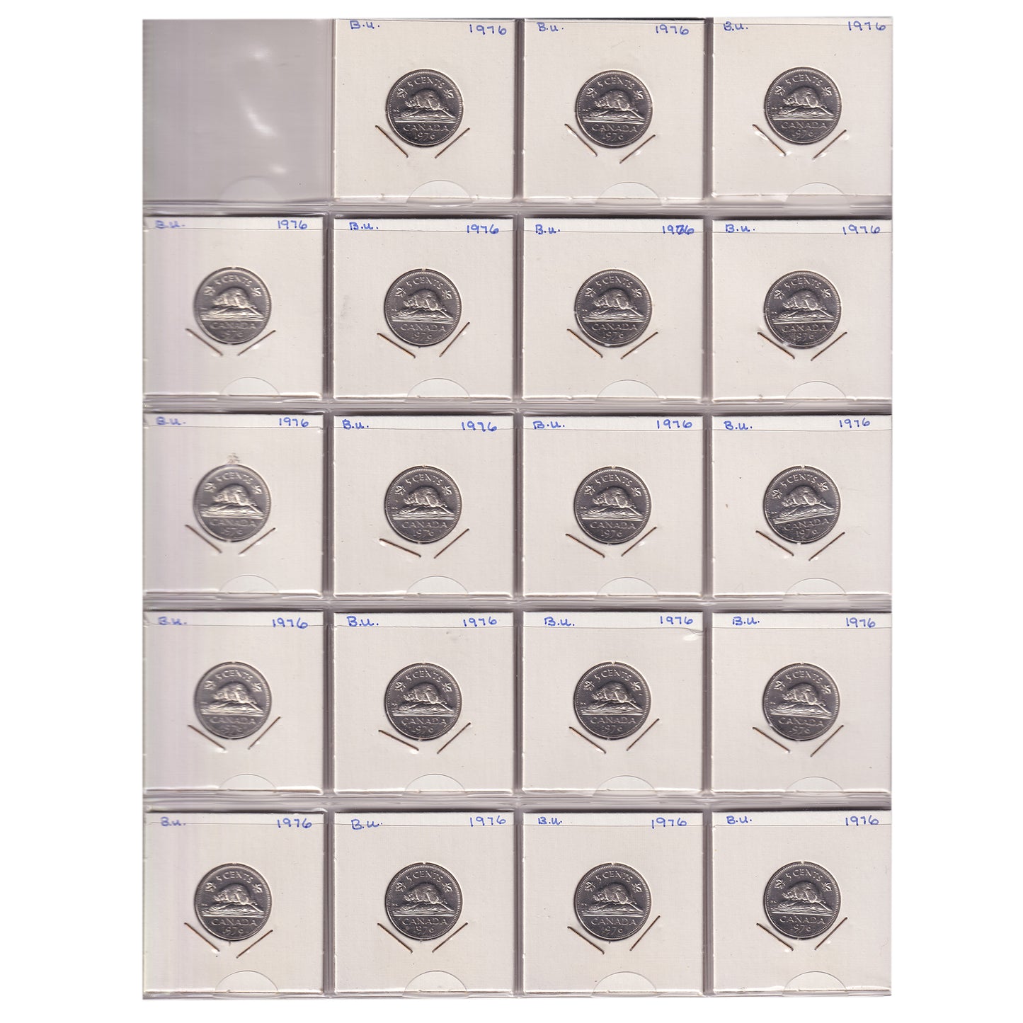 Estate Lot of 319x 1970-2006 Canada 5-cents in White Binder