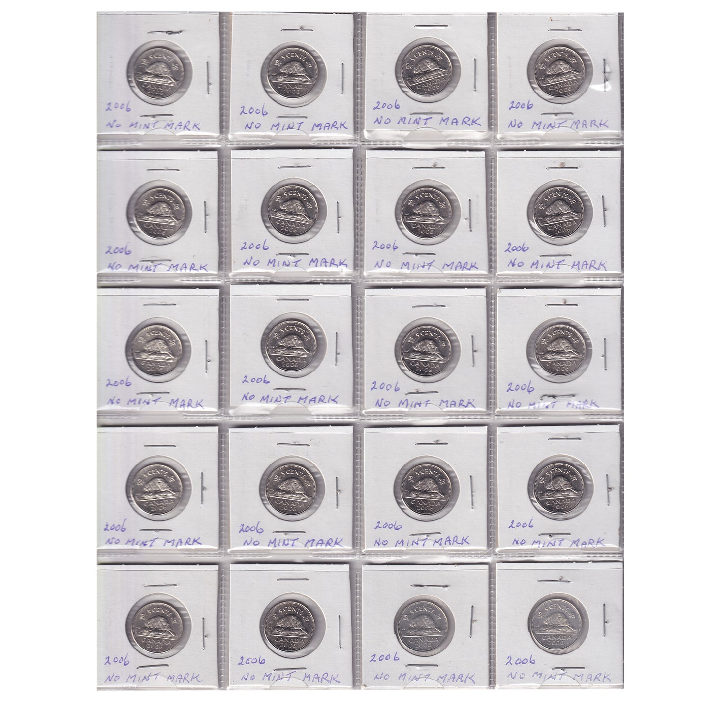 Estate Lot of 319x 1970-2006 Canada 5-cents in White Binder