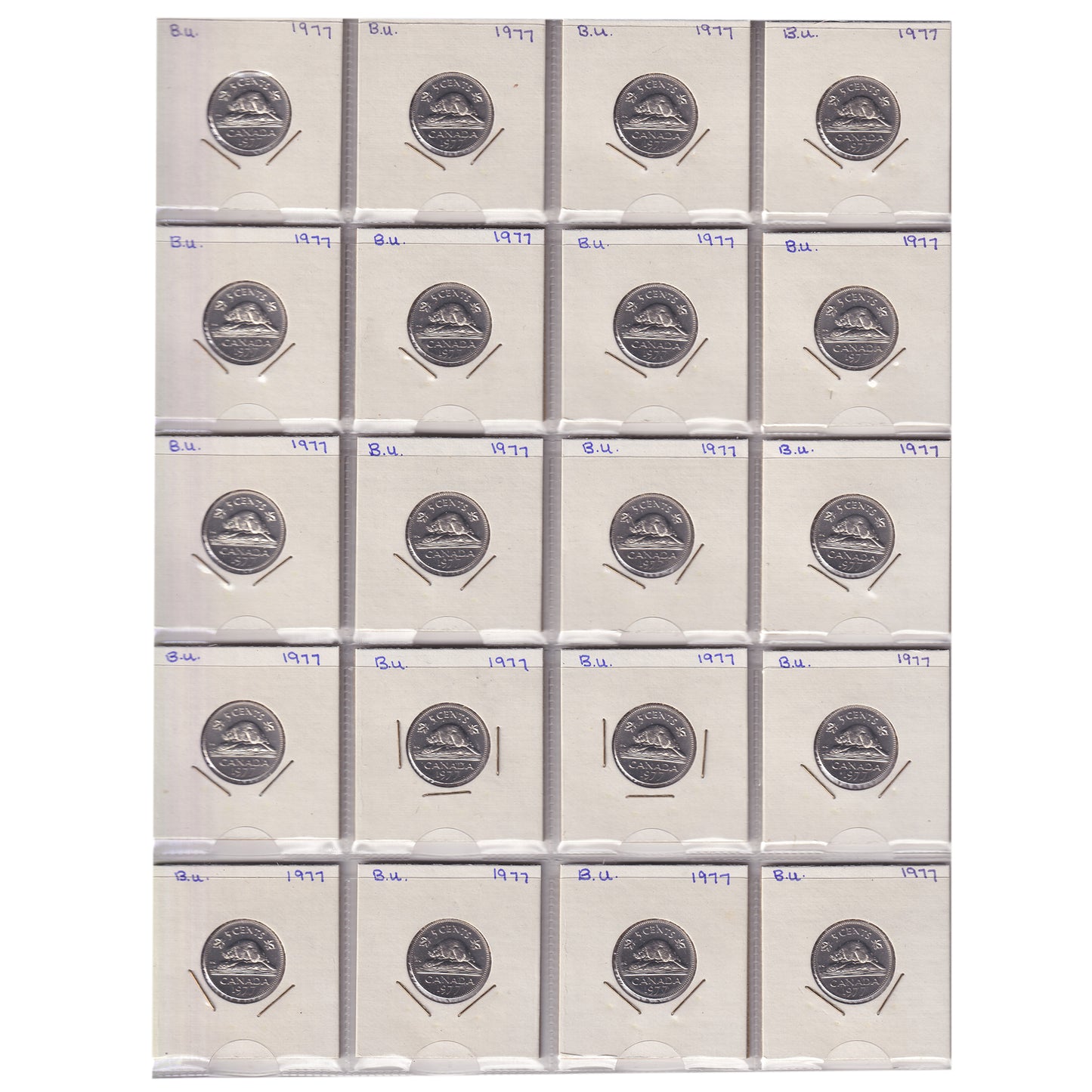 Estate Lot of 319x 1970-2006 Canada 5-cents in White Binder