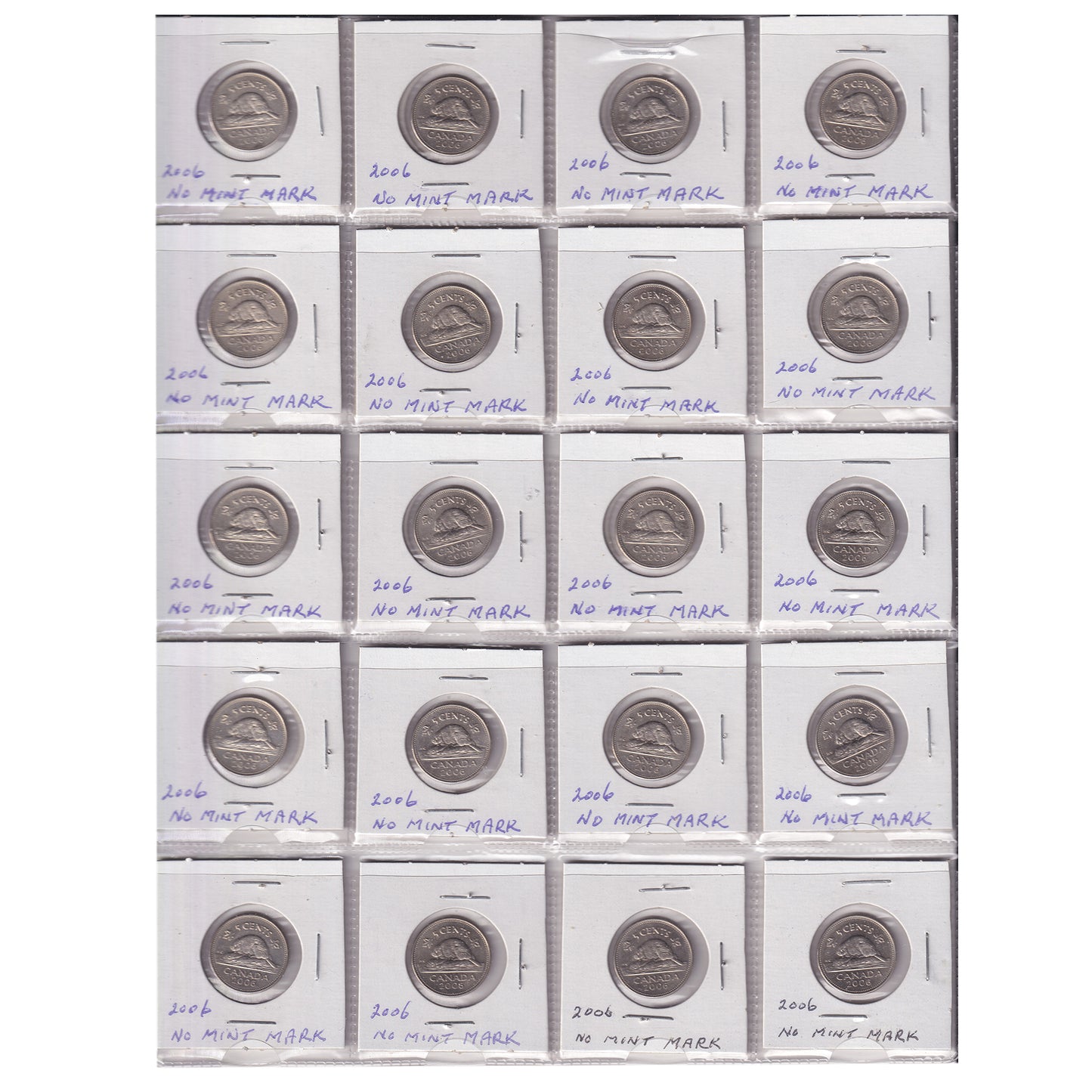 Estate Lot of 319x 1970-2006 Canada 5-cents in White Binder