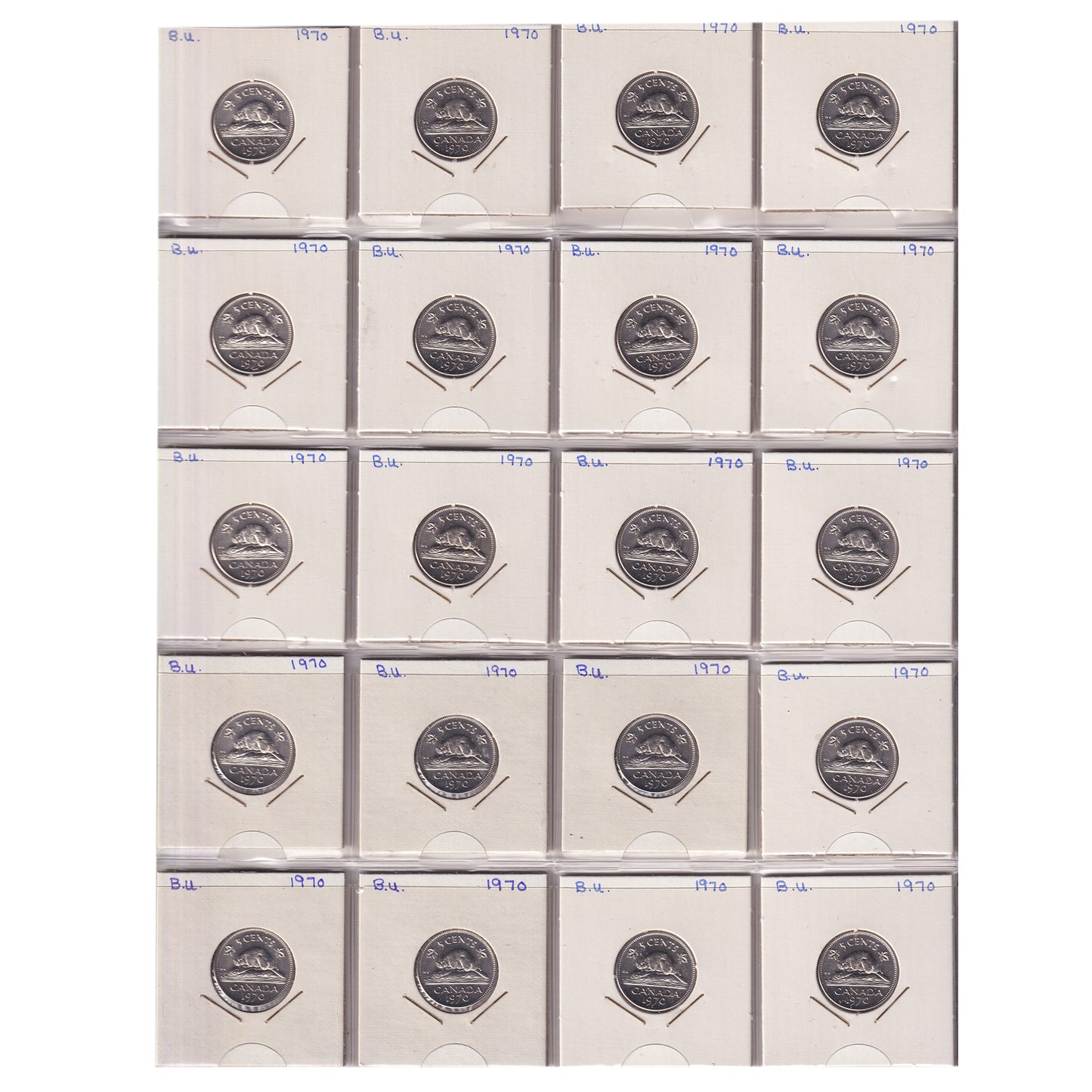 Estate Lot of 319x 1970-2006 Canada 5-cents in White Binder