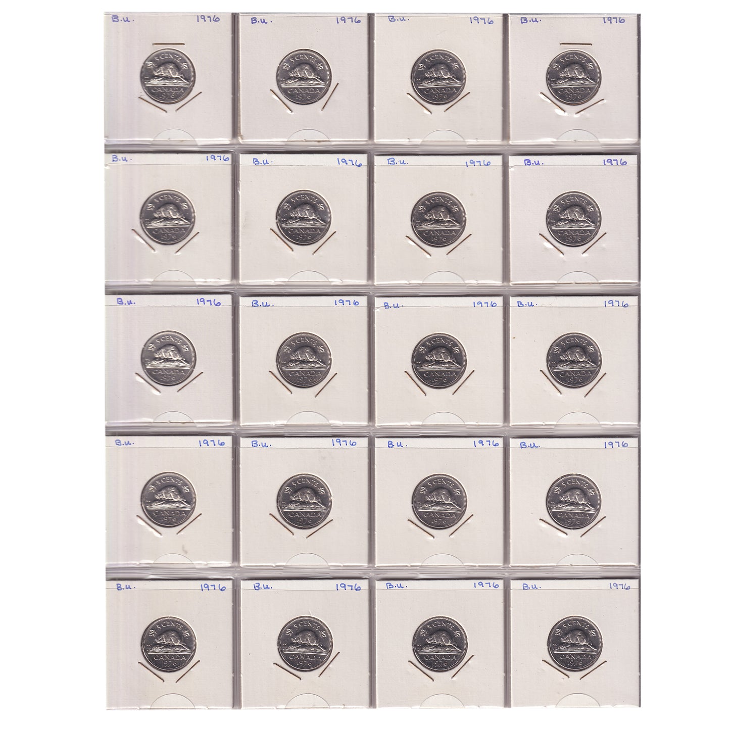 Estate Lot of 319x 1970-2006 Canada 5-cents in White Binder