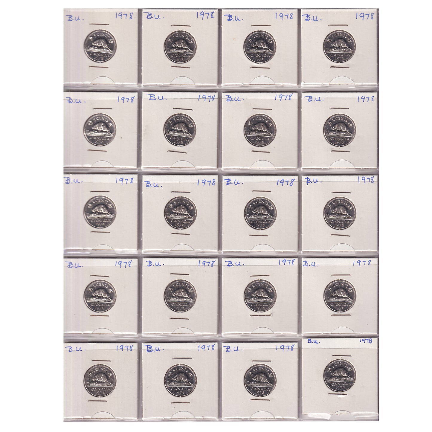 Estate Lot of 319x 1970-2006 Canada 5-cents in White Binder