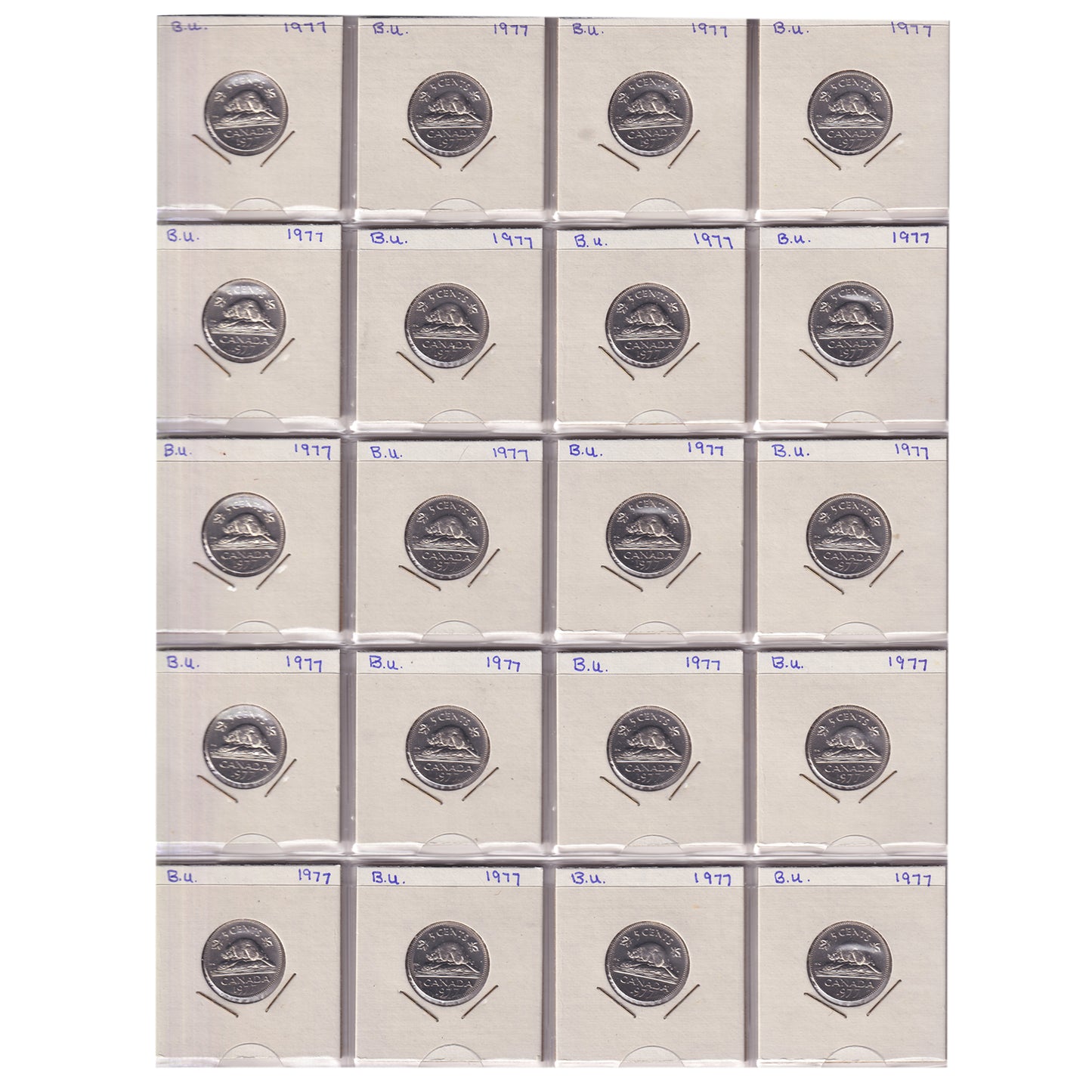 Estate Lot of 319x 1970-2006 Canada 5-cents in White Binder