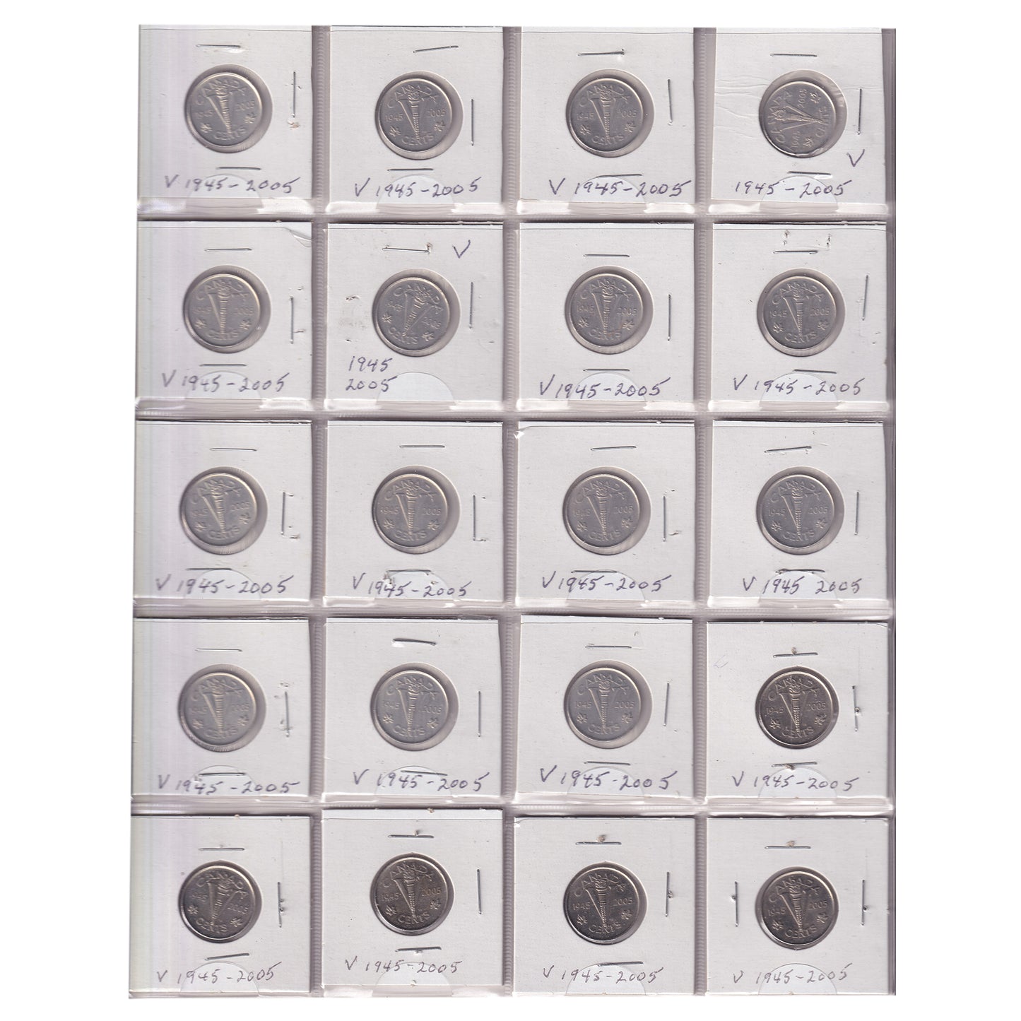 Estate Lot of 319x 1970-2006 Canada 5-cents in White Binder