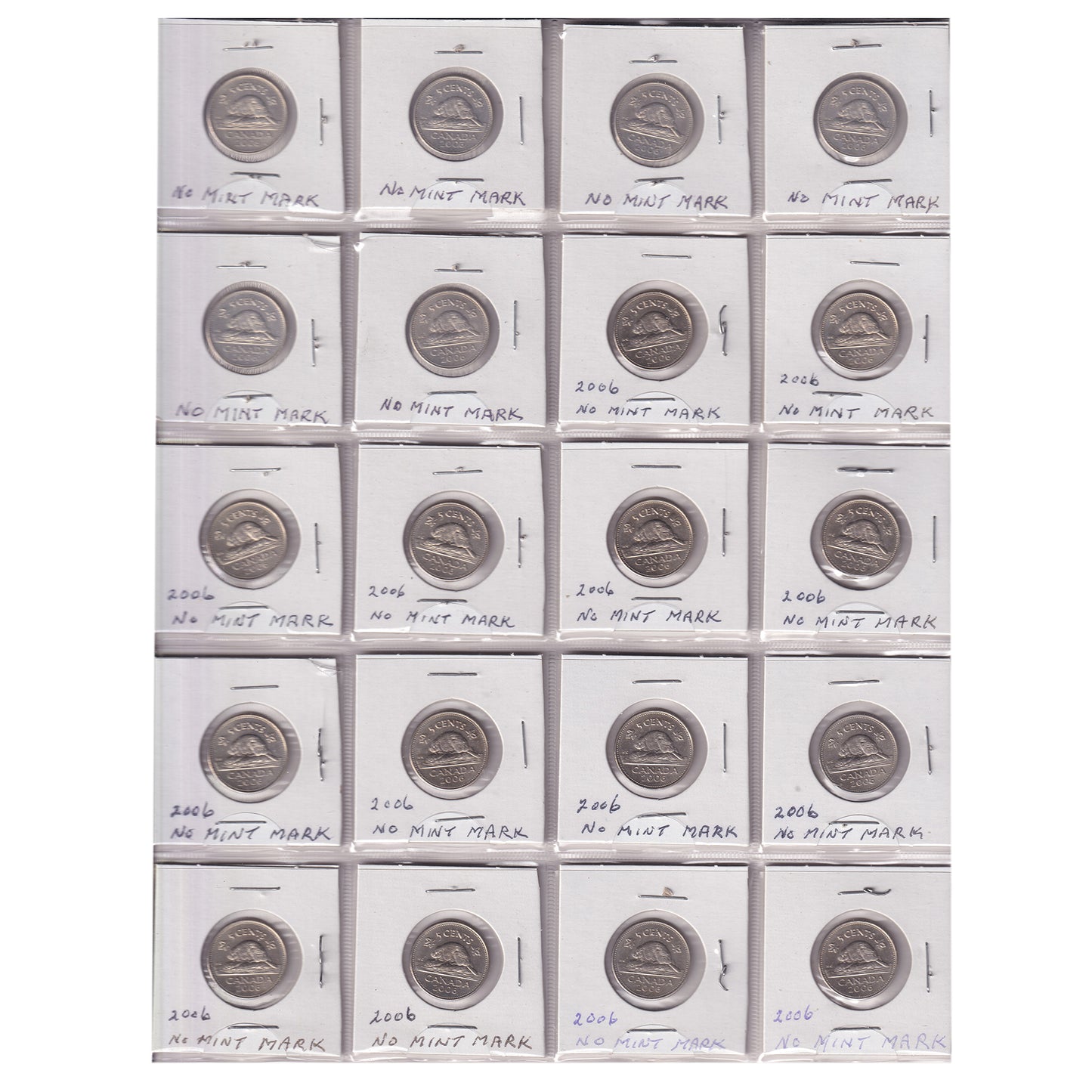 Estate Lot of 319x 1970-2006 Canada 5-cents in White Binder