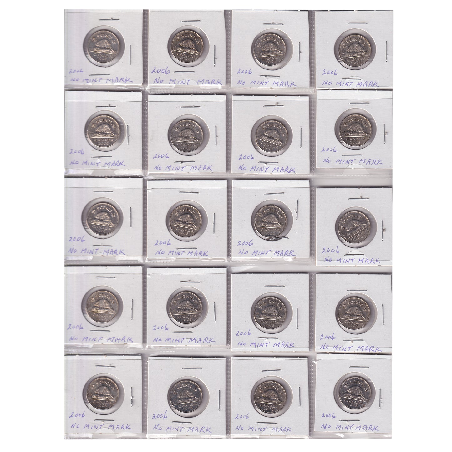 Estate Lot of 319x 1970-2006 Canada 5-cents in White Binder