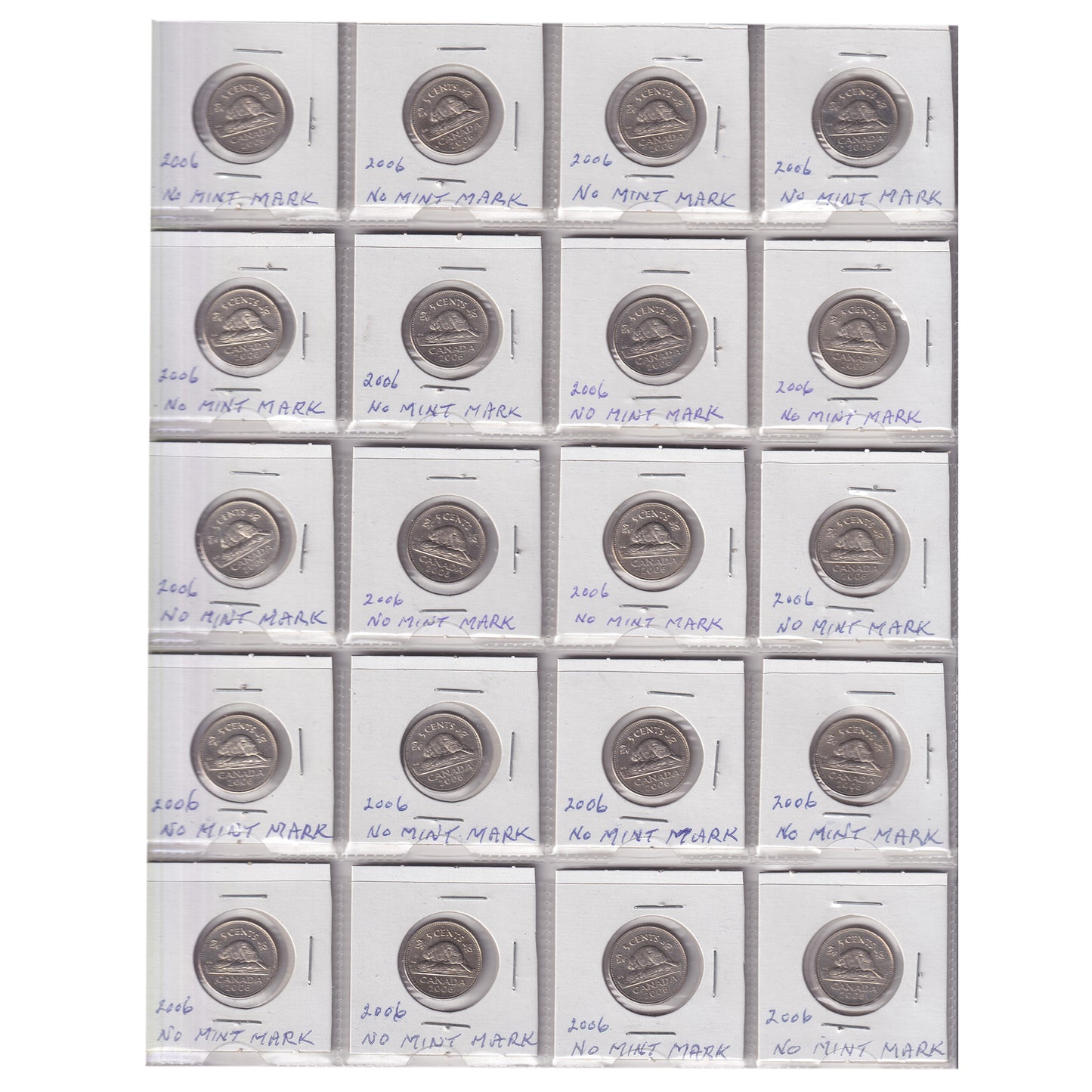 Estate Lot of 319x 1970-2006 Canada 5-cents in White Binder