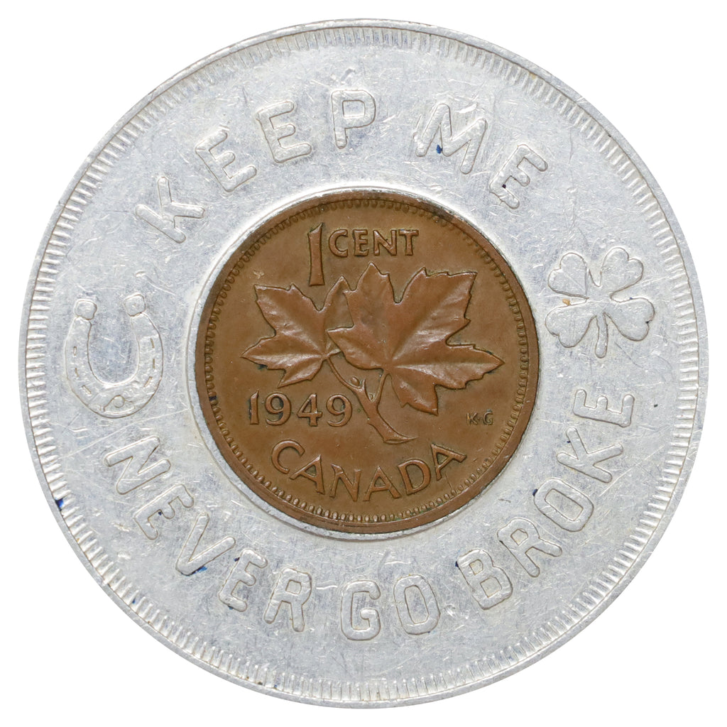 1949 Canada Encased Lucky Penny "Keep Me and Never Go Broke!" Wesley Mason Fabrics