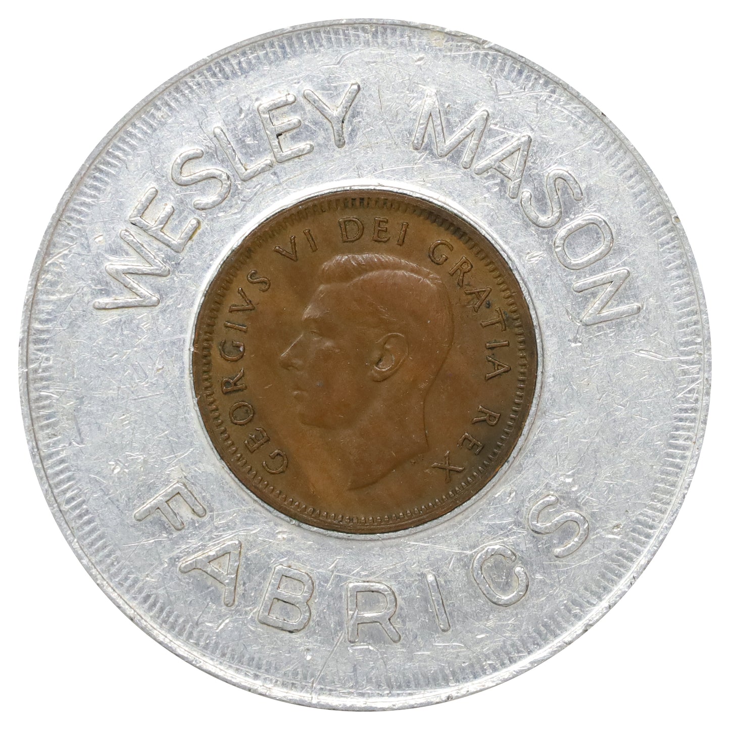 1949 Canada Encased Lucky Penny "Keep Me and Never Go Broke!" Wesley Mason Fabrics