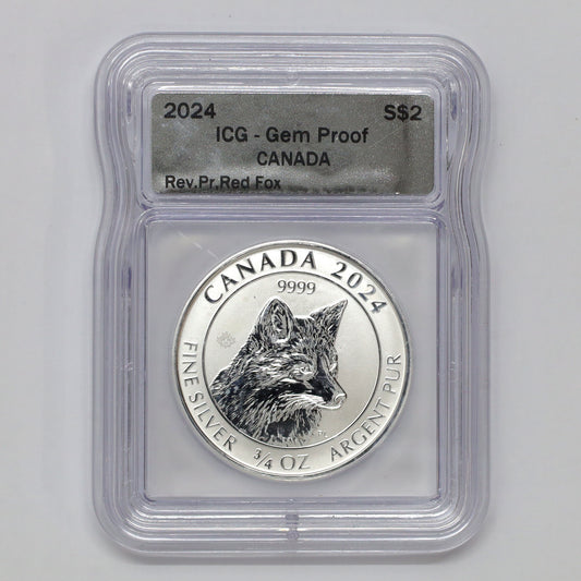 2024 Canada $2 Red Fox 3/4 oz. .9999 Fine Silver Coin ICG Certified Gem Proof (No Tax)