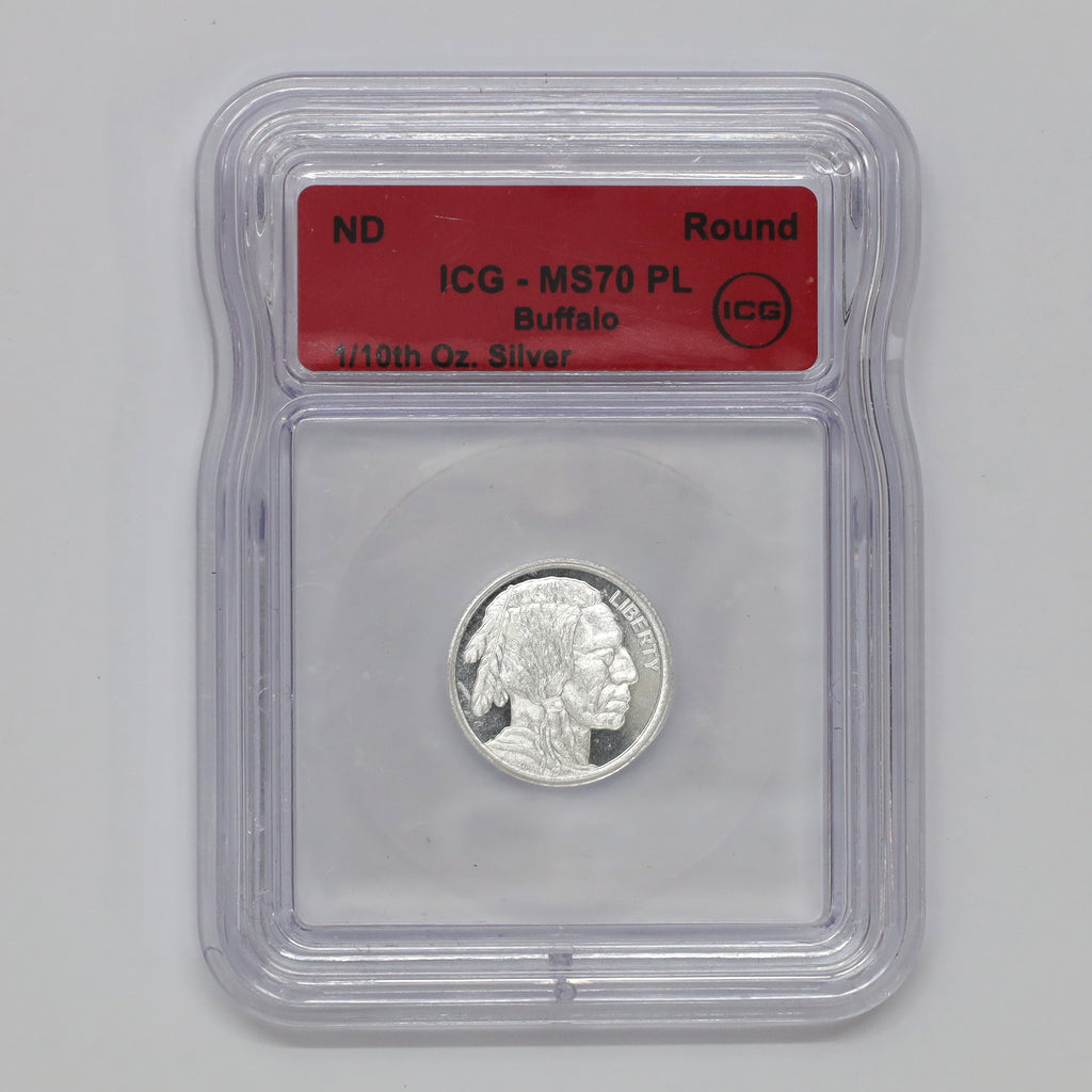 USA Buffalo 1/10 oz .999 Fine Silver Round ICG Certified MS70 PL (No Tax)