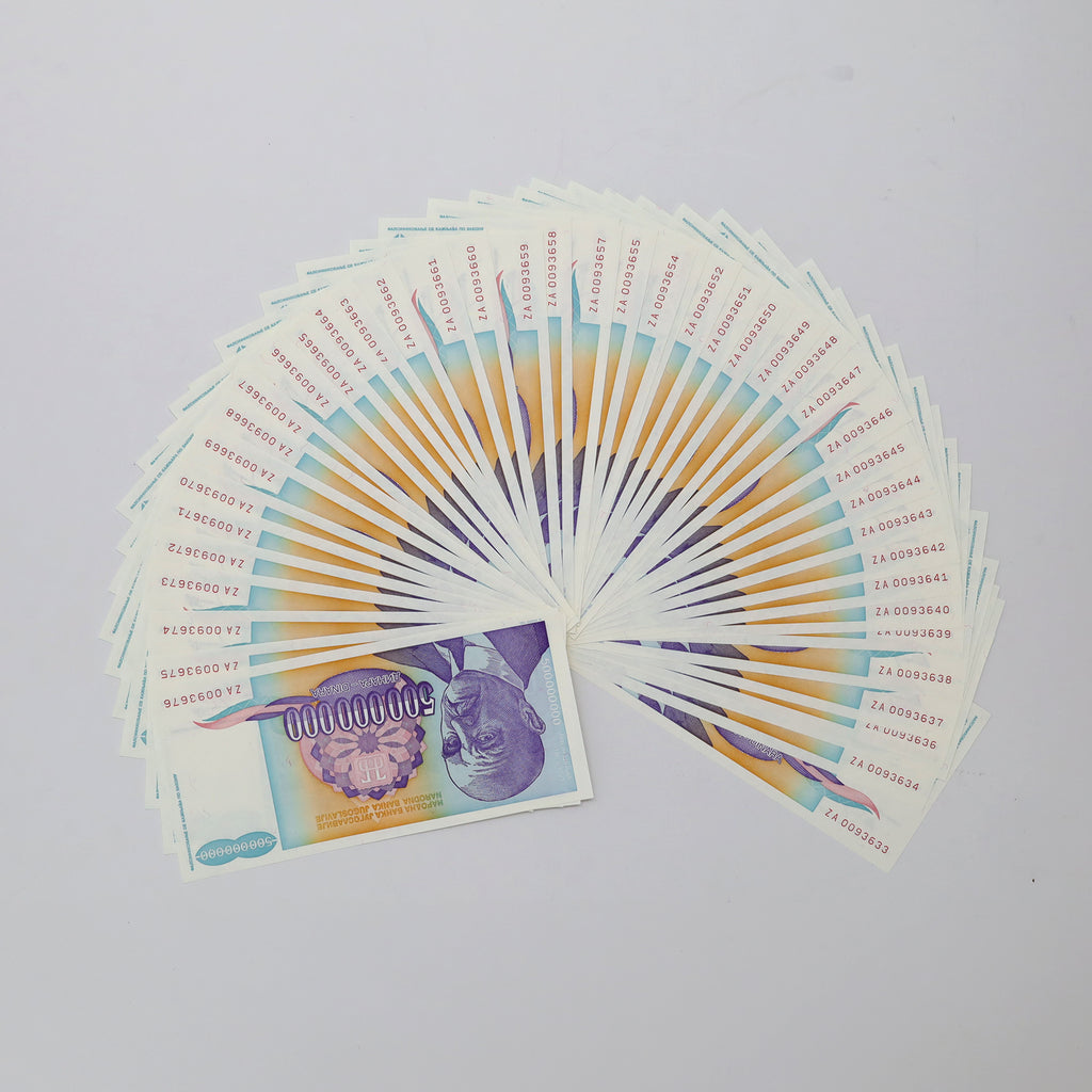Lot of 44x 1993 Sequential Yugoslavia 500,000,000 Dinara Banknotes, 44pcs