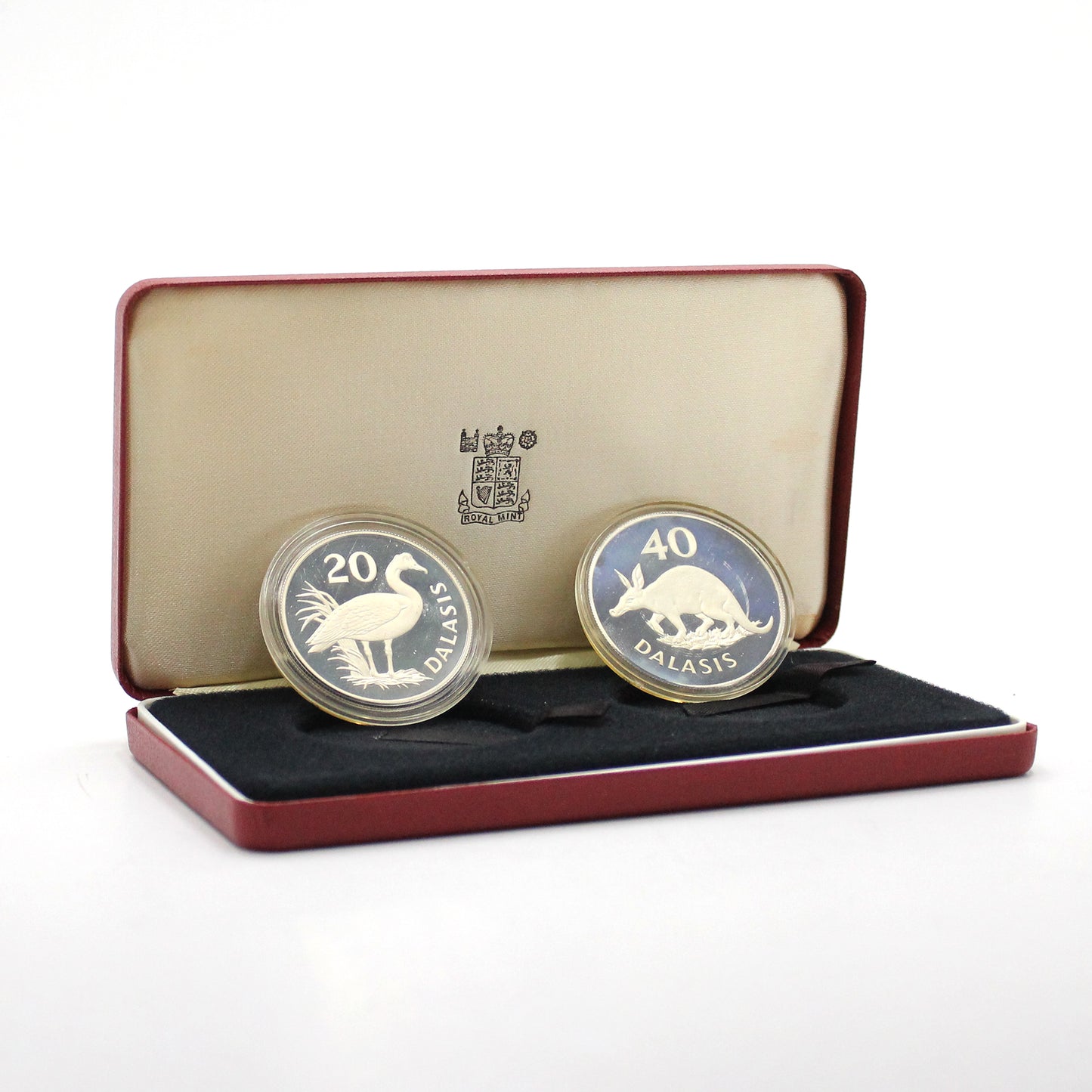 Gambia 1977 WWF IUCN Conservation Sterling Silver Proof Coins in Case (light wear)