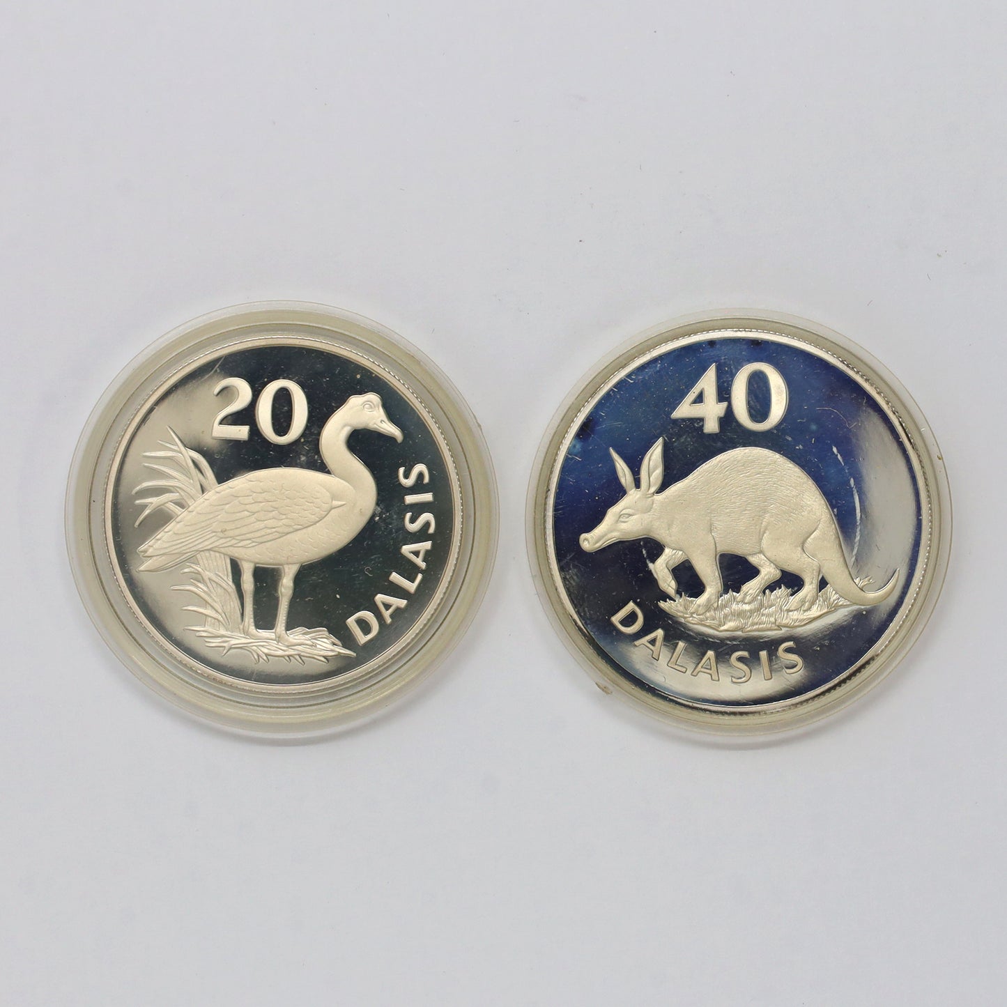 Gambia 1977 WWF IUCN Conservation Sterling Silver Proof Coins in Case (light wear)