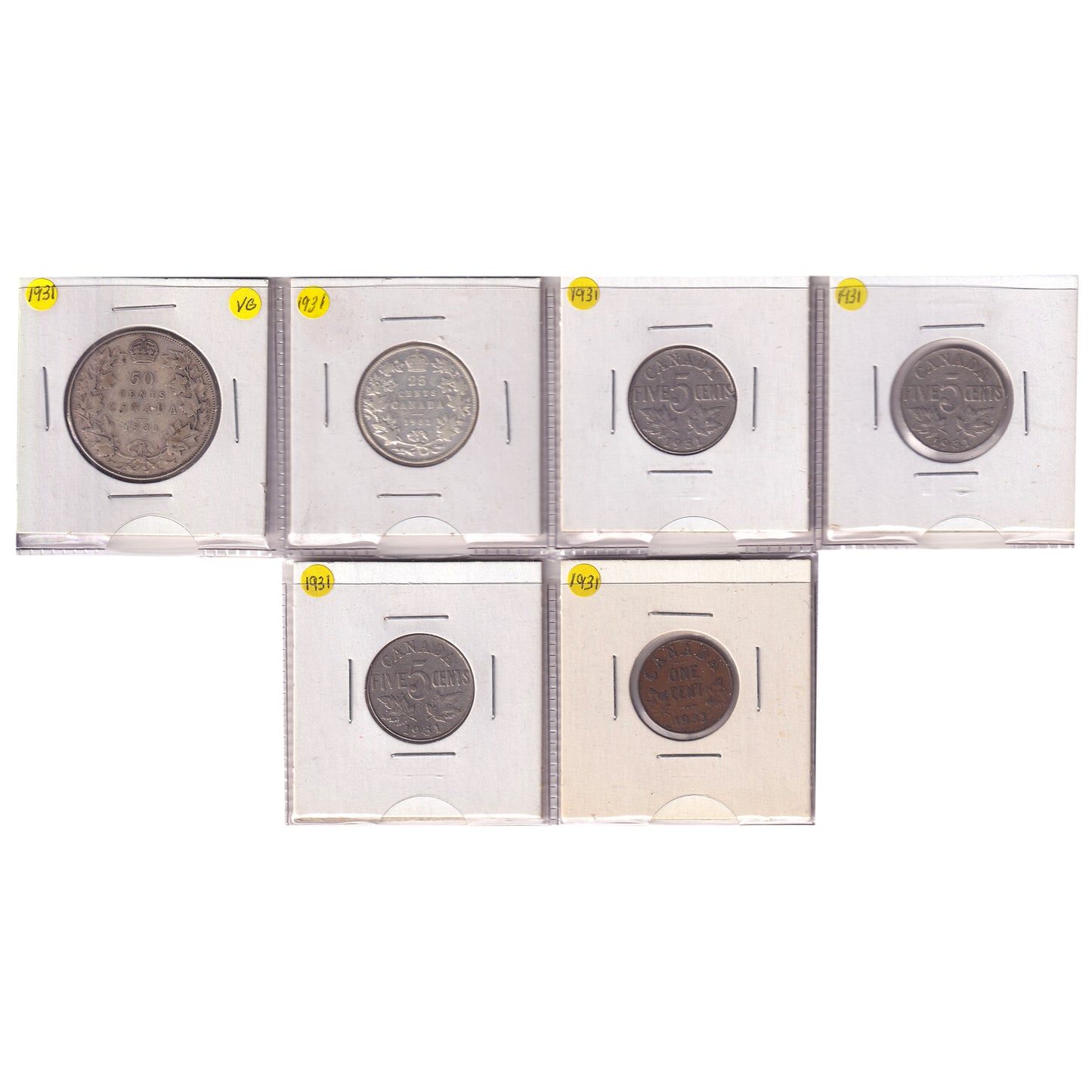 Group Lot of 6x 1931 Canadian Decimal, 6pcs