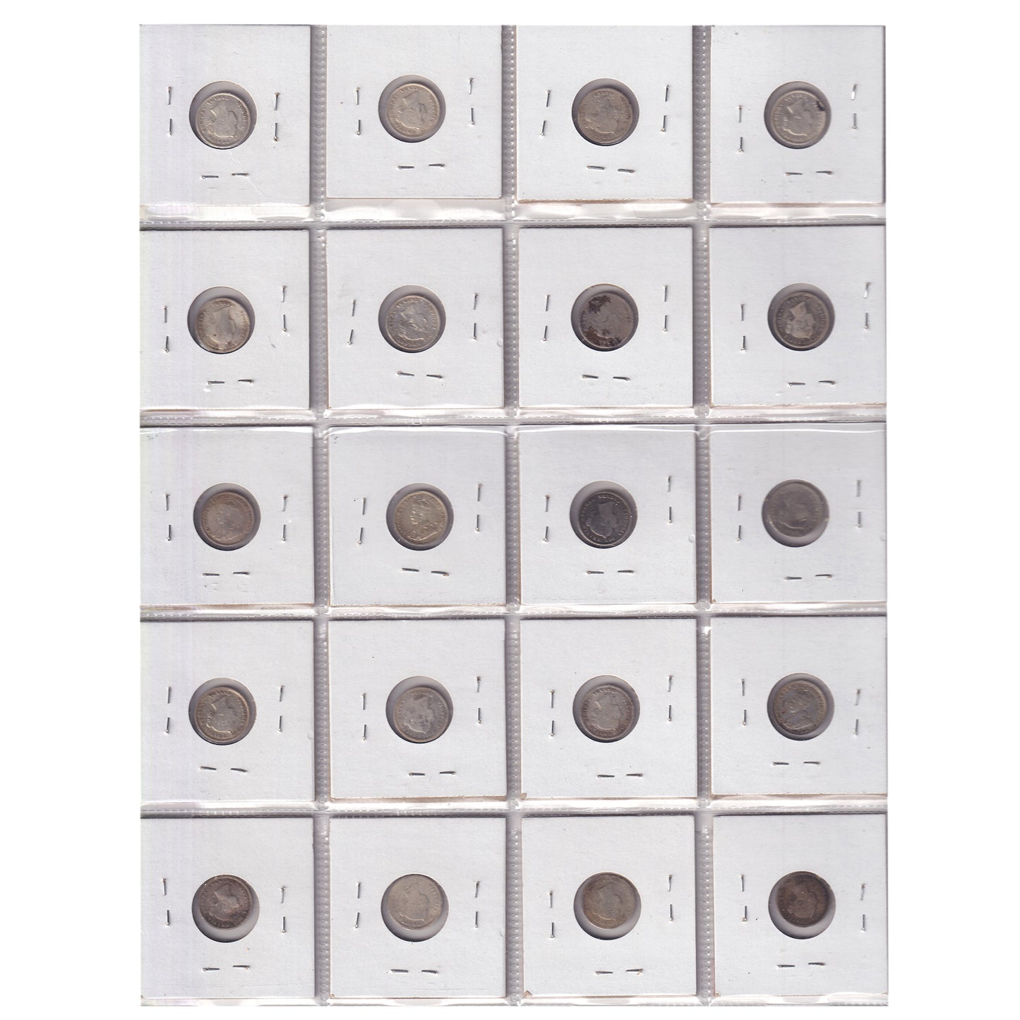 Group Lot of 20x 1881-1920 Canada 5-cents AG to VF, 20pcs (impaired)