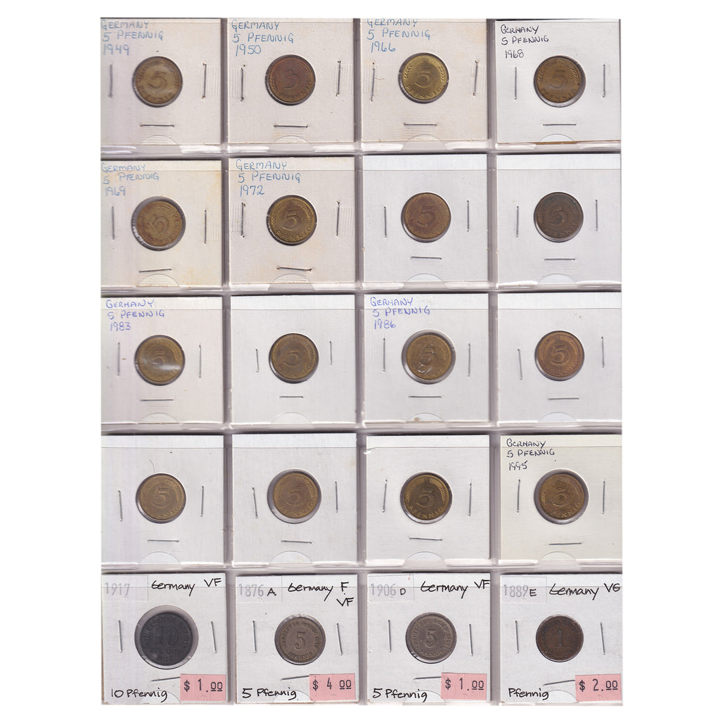 Group Lot of 60x 1876-1999 French & German Decimal, Various Denominations, 60pcs