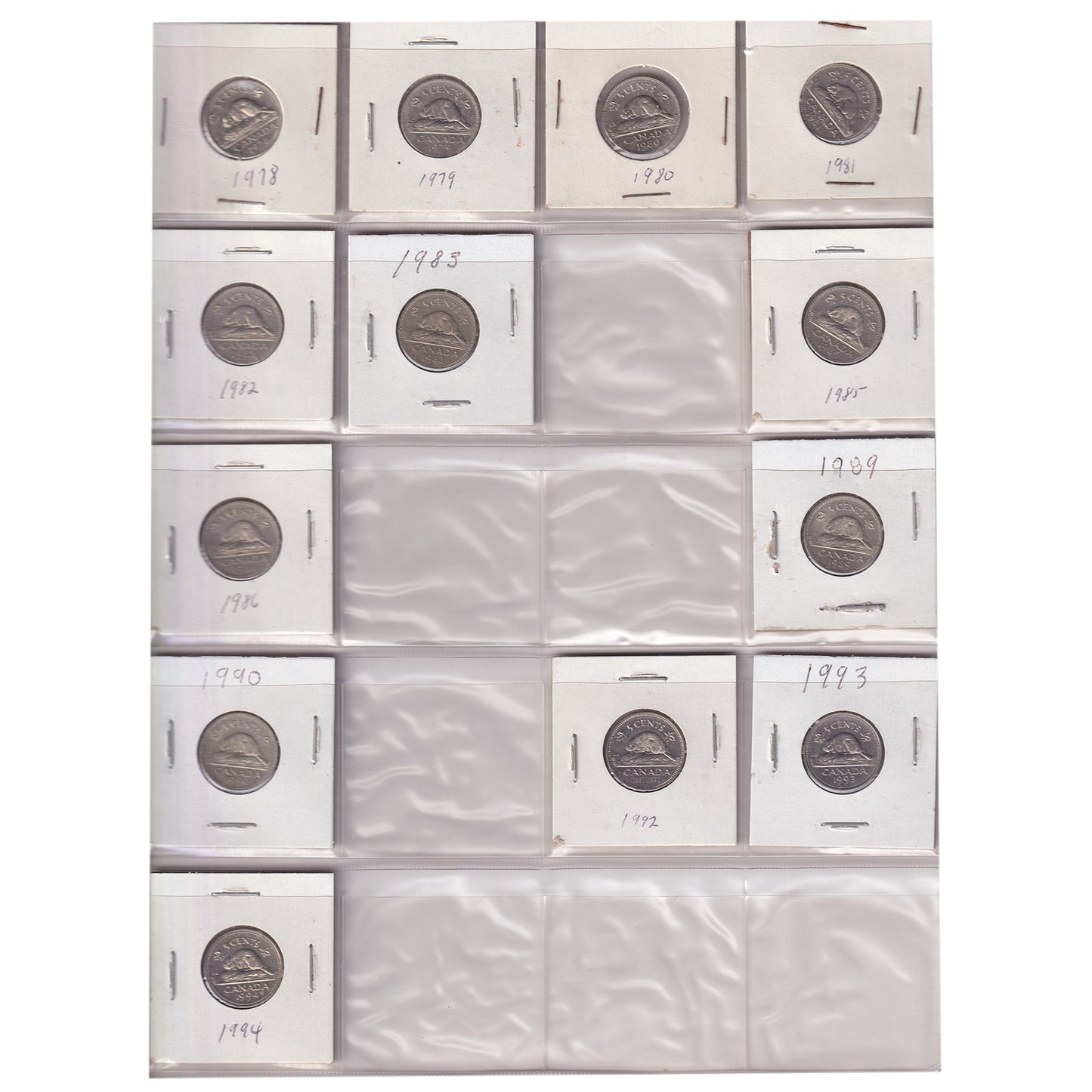 Estate Lot of 214x 1922-2010 Canada 5-cents in Black Binder