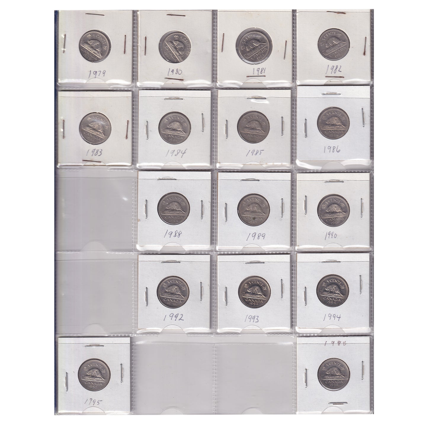 Estate Lot of 214x 1922-2010 Canada 5-cents in Black Binder