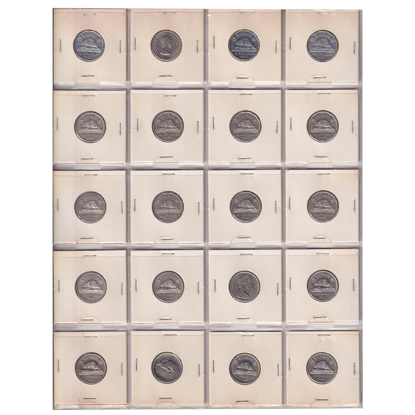 Estate Lot of 214x 1922-2010 Canada 5-cents in Black Binder