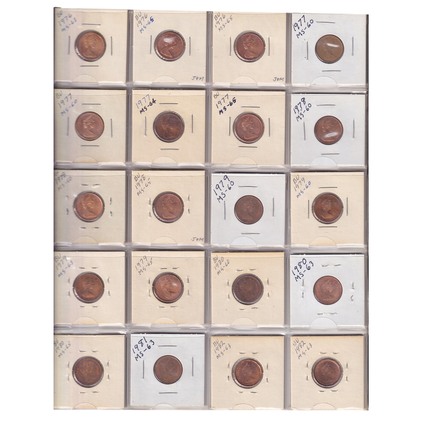 Estate Lot of 206x 1897-2011 Canada 1-cent in Metallic Binder