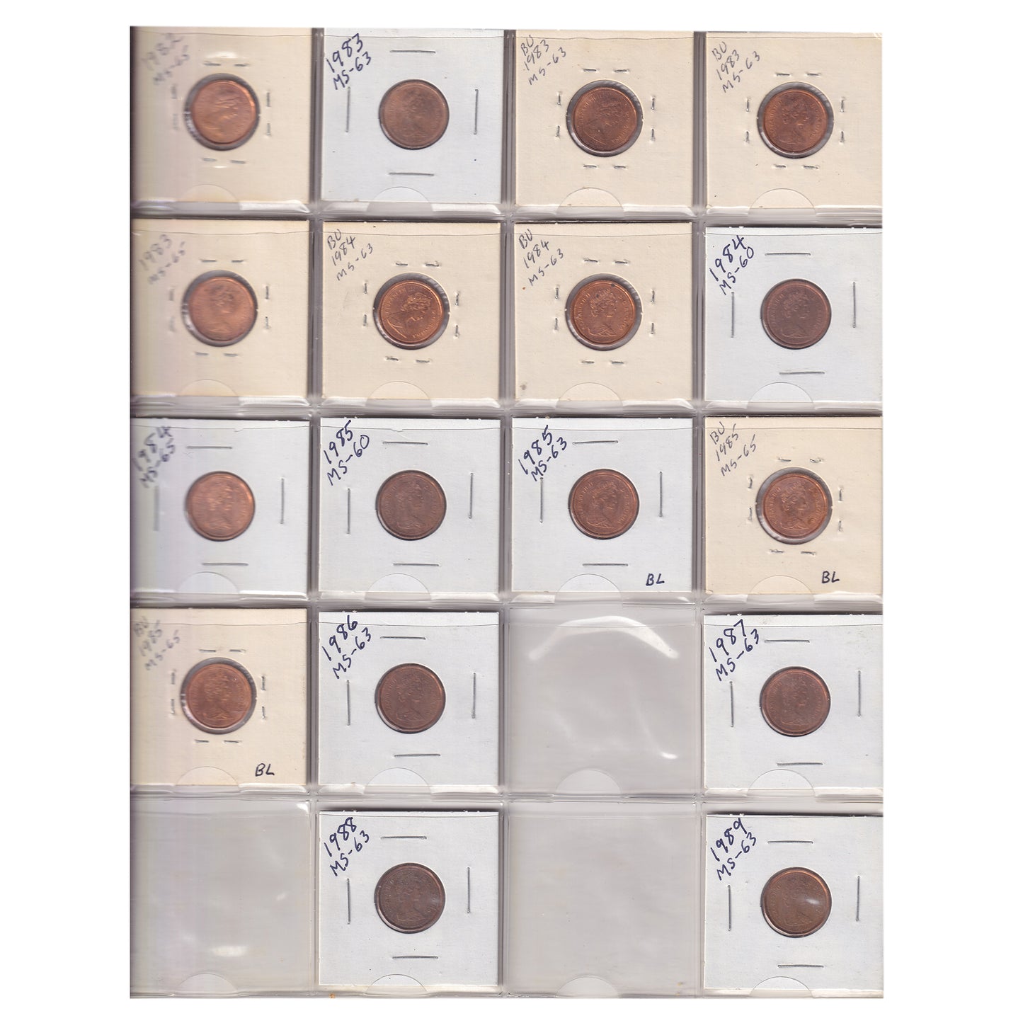 Estate Lot of 206x 1897-2011 Canada 1-cent in Metallic Binder