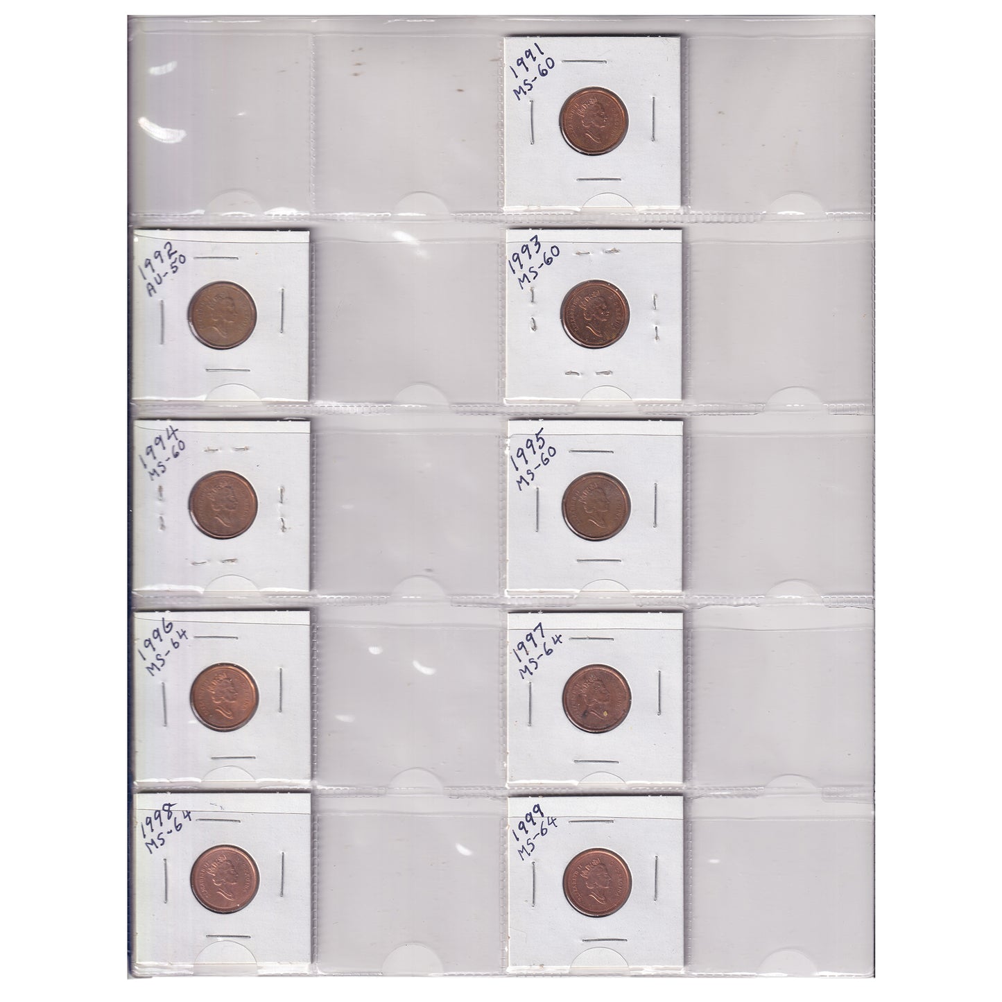 Estate Lot of 206x 1897-2011 Canada 1-cent in Metallic Binder