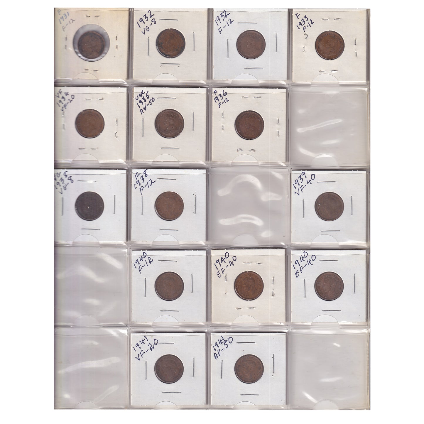 Estate Lot of 206x 1897-2011 Canada 1-cent in Metallic Binder