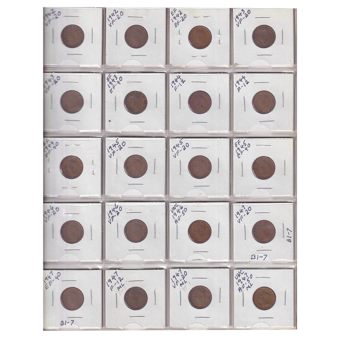 Estate Lot of 206x 1897-2011 Canada 1-cent in Metallic Binder
