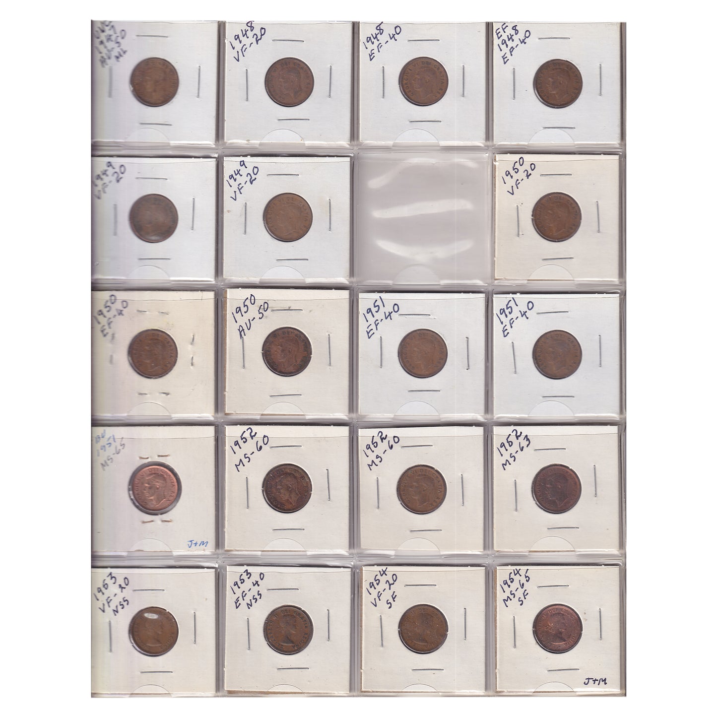 Estate Lot of 206x 1897-2011 Canada 1-cent in Metallic Binder