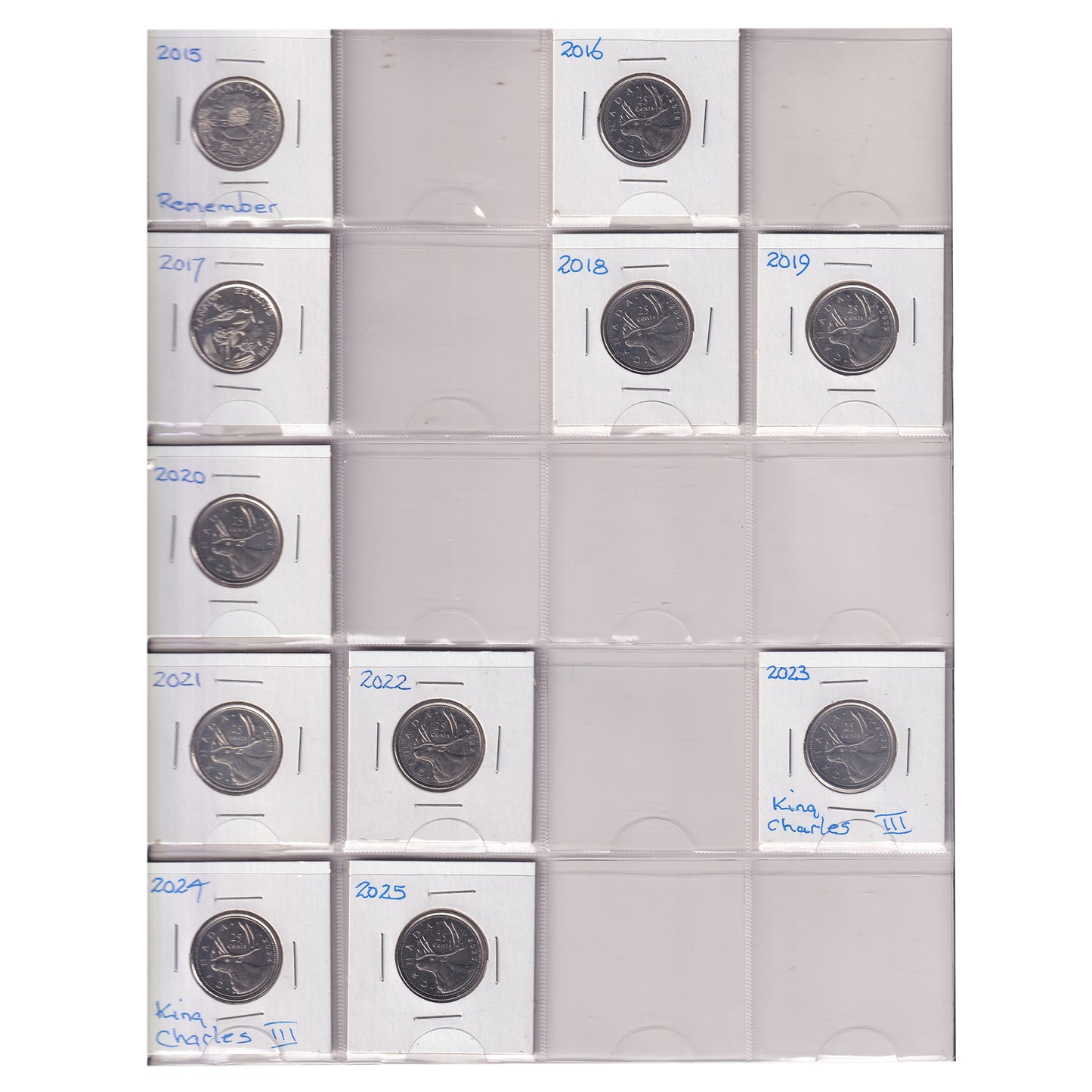 Estate Lot of 190x 1969-2025 Canada 25-cents in White Binder