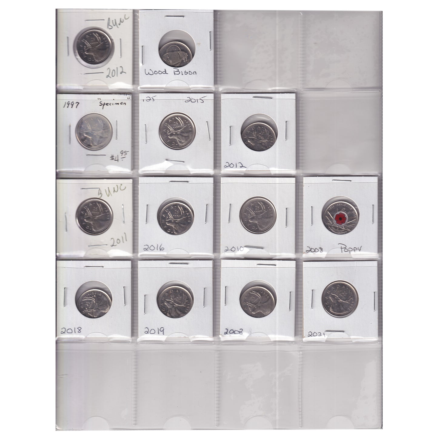 Estate Lot of 190x 1969-2025 Canada 25-cents in White Binder