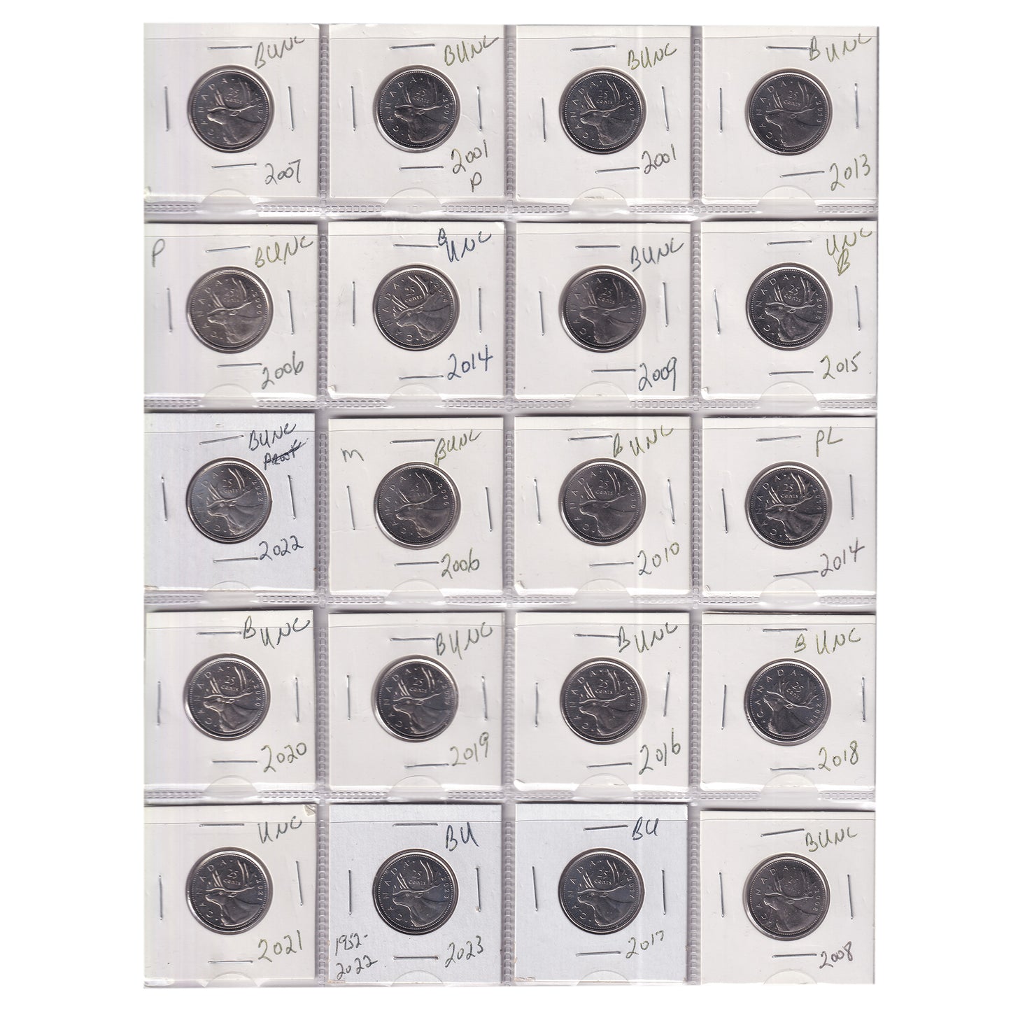 Estate Lot of 190x 1969-2025 Canada 25-cents in White Binder