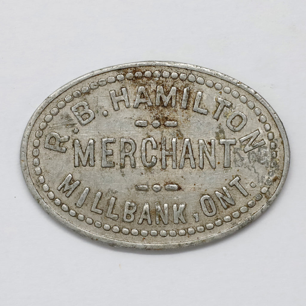 Millbank, ON, R.B. Hamilton 10-cent Oblong Merchant Token