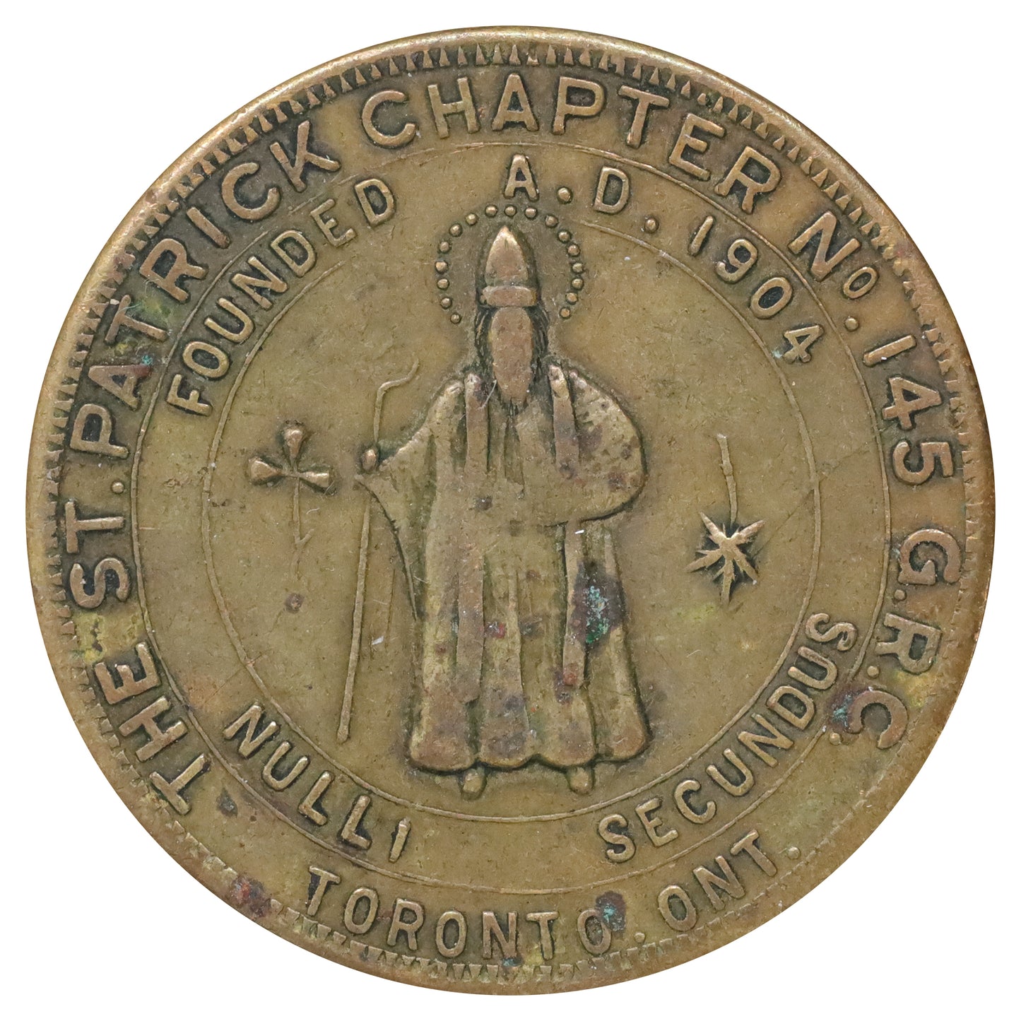 Toronto, ON, St. Patrick Chapter No. 145 Masonic Penny Token
