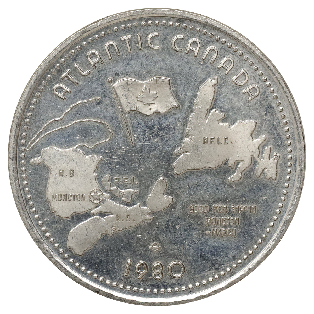 1980 Moncton, NB, Air Canada Silver Broom Curling Championship Dollar Token